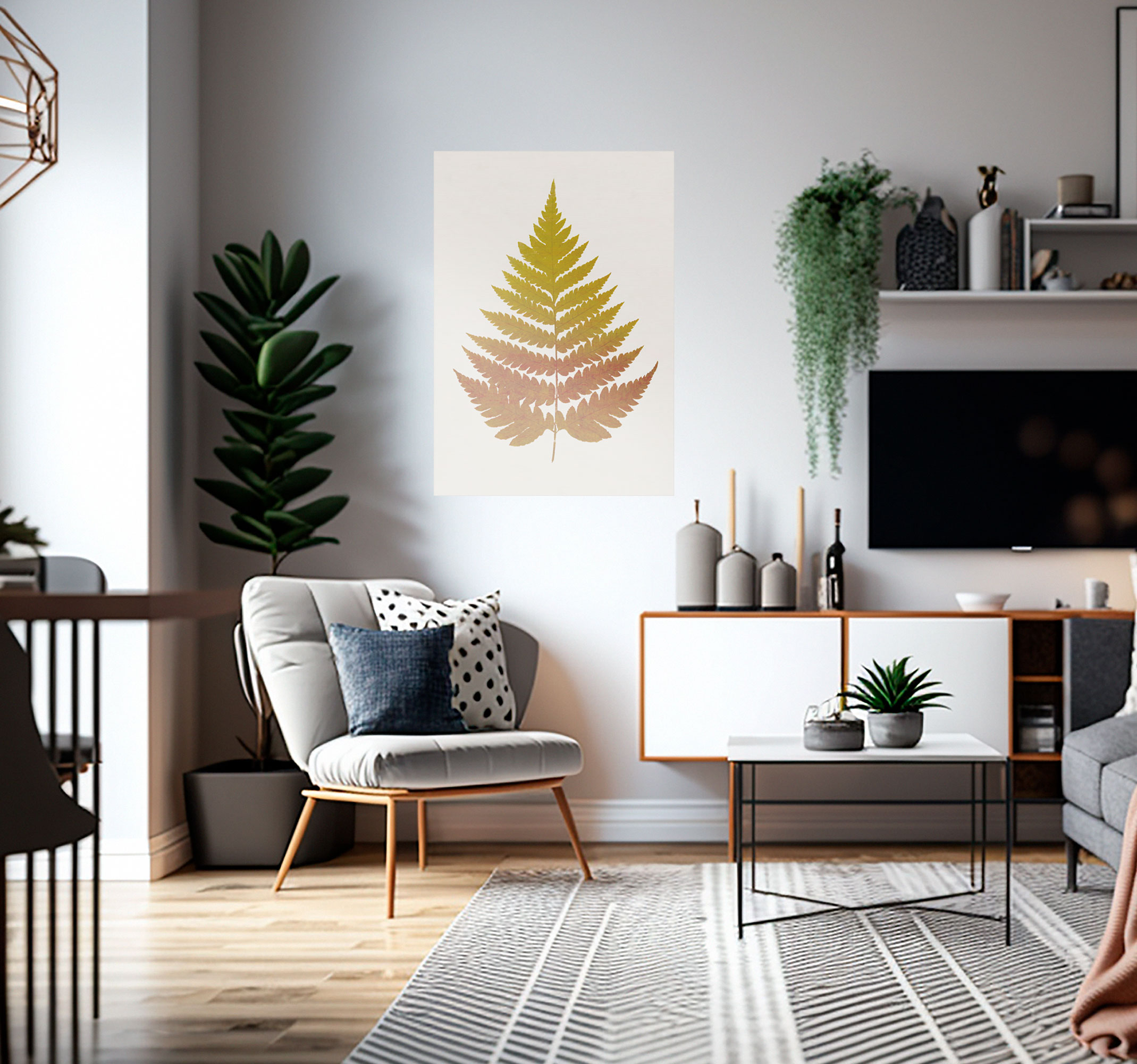 Poster plantas hoja de helecho dorado