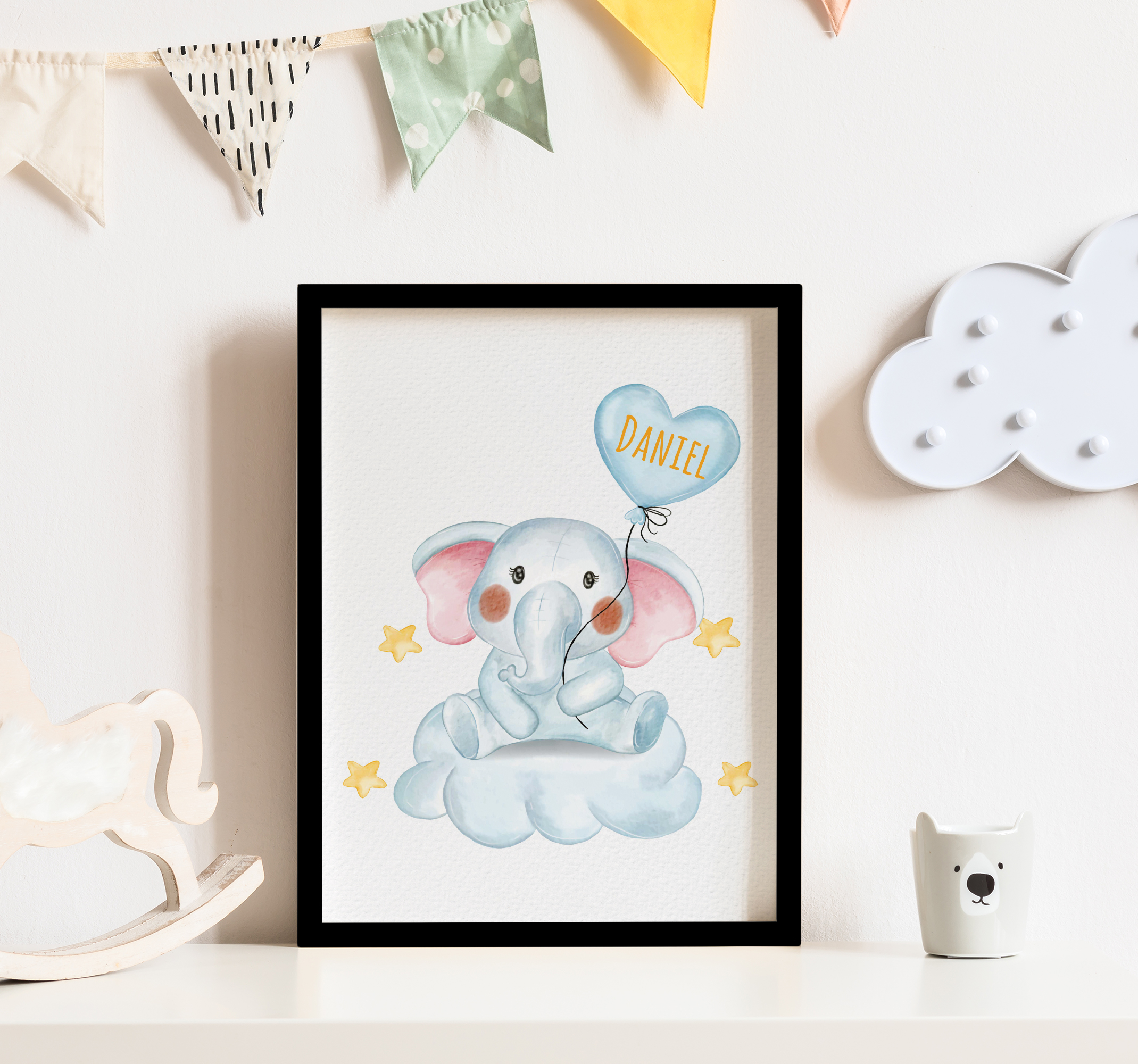 Schattige olifant met ballon kinderkamer poster