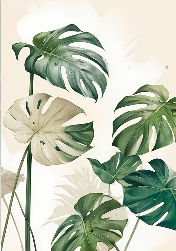 Monstera Blader Plakat Kunstnerisk Tegning Monstera Blader Plakat Kunstnerisk Tegning