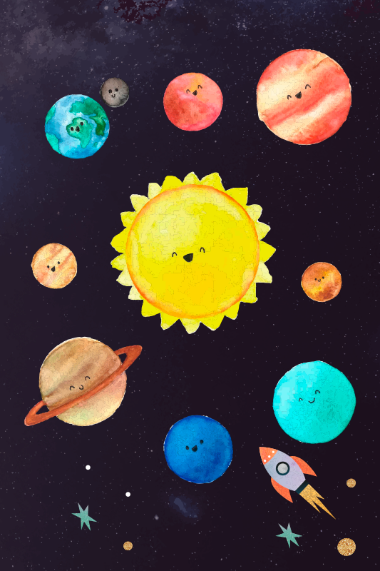 Affiche enfant espace, affiche enfant système solaire, poster