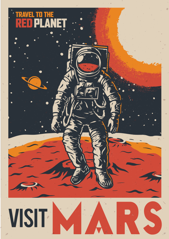 poster para pared planeta marte - TenVinilo