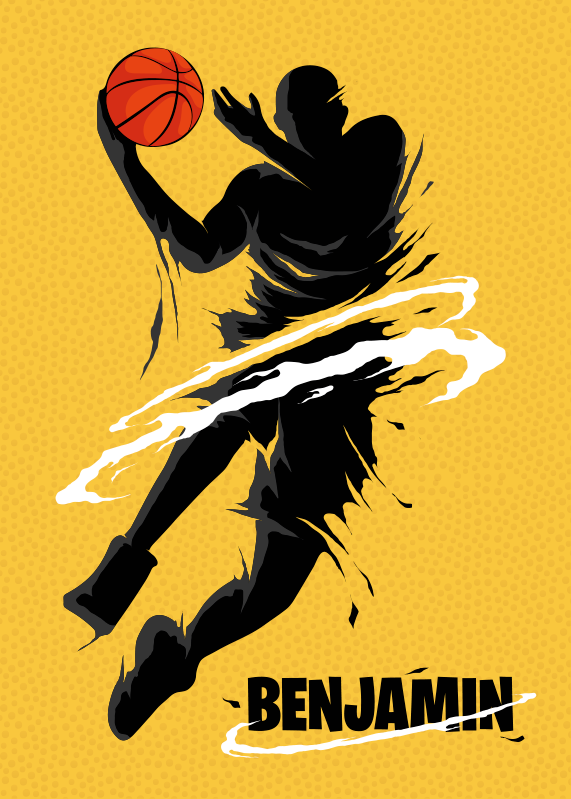 Personalisierte Plakate Basketball mit Namen - TenStickers