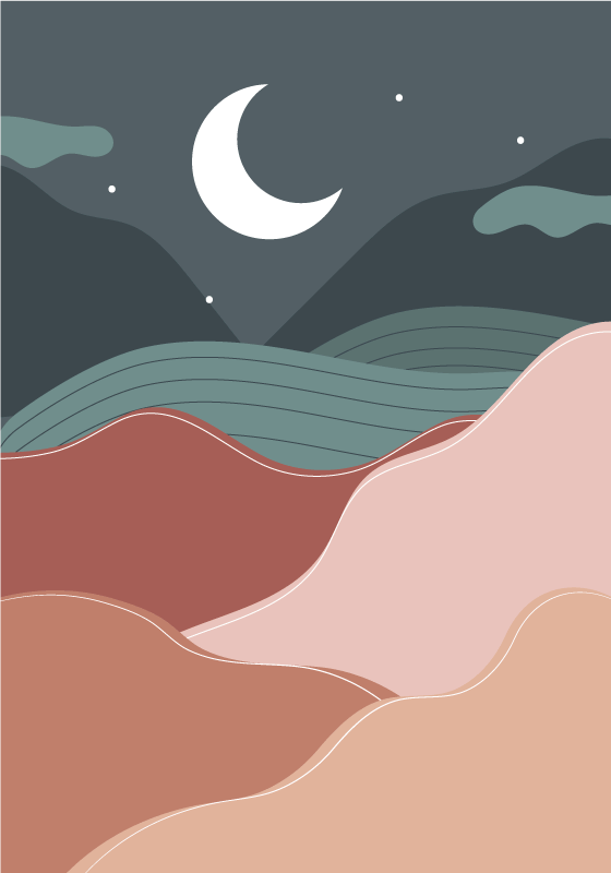 Boho nattscen affischtryck - Tenstickers