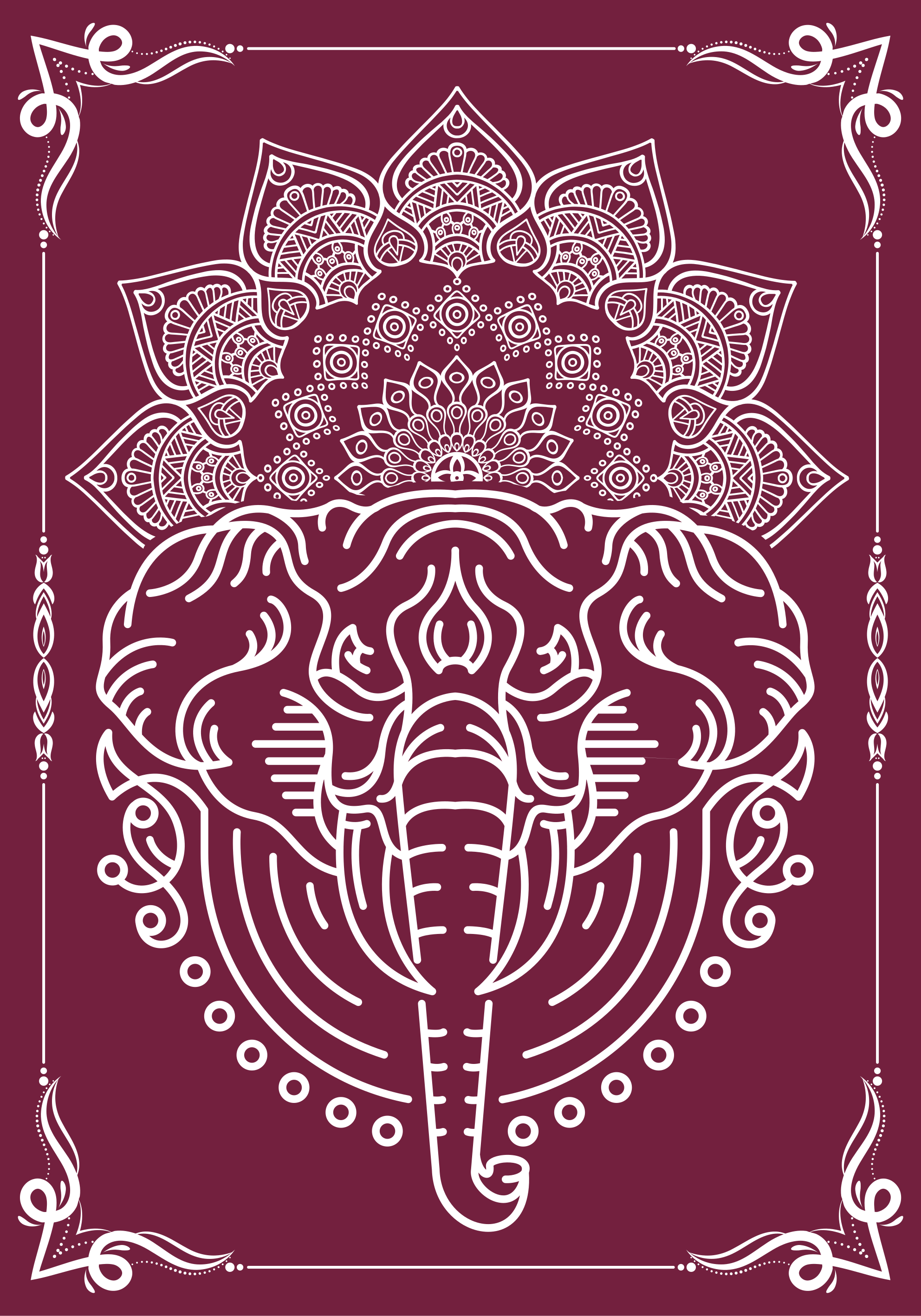activering goochelaar Lam Elephant mandala poster - TenStickers