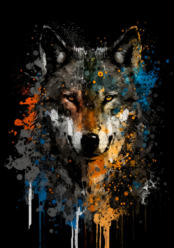 オオカミの絵の動物のデザインのポスター TENSTICKERS