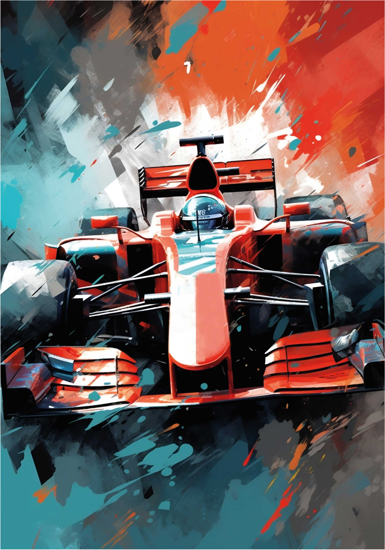 Poster F1 voiture de course rouge - TenStickers