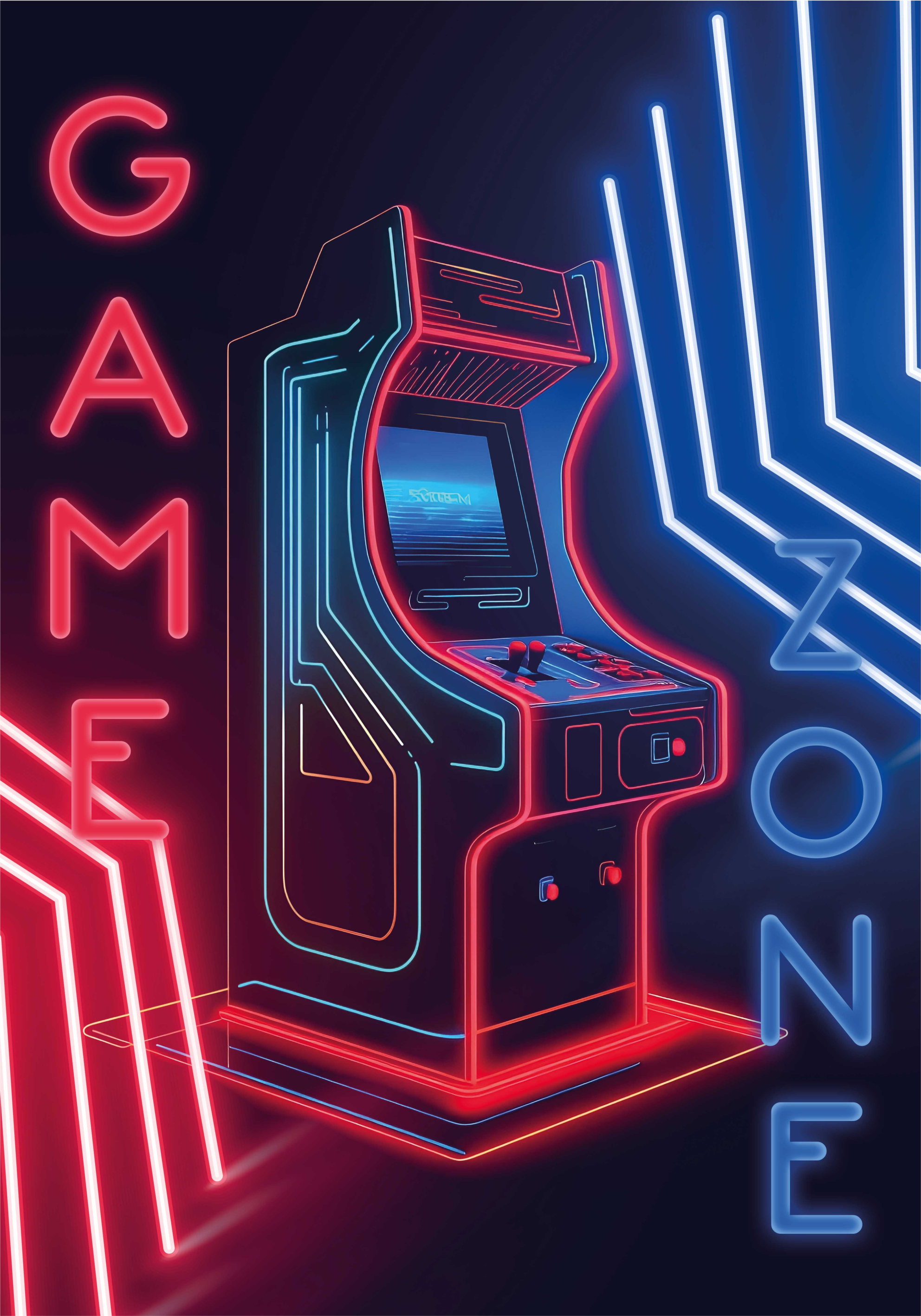 Poster chambre ado machine de jeux néon - TenStickers