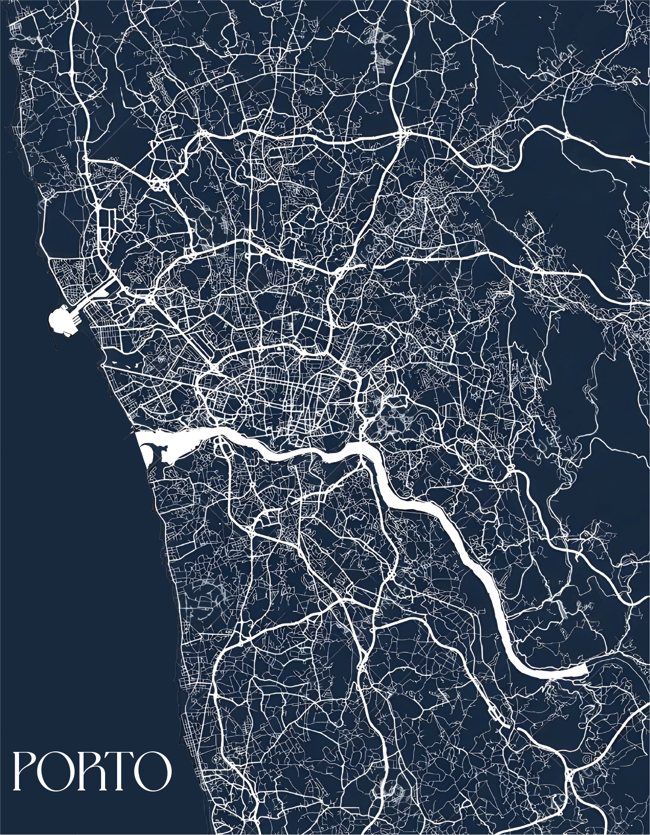 Poster mapa aéreo de Porto - TenStickers