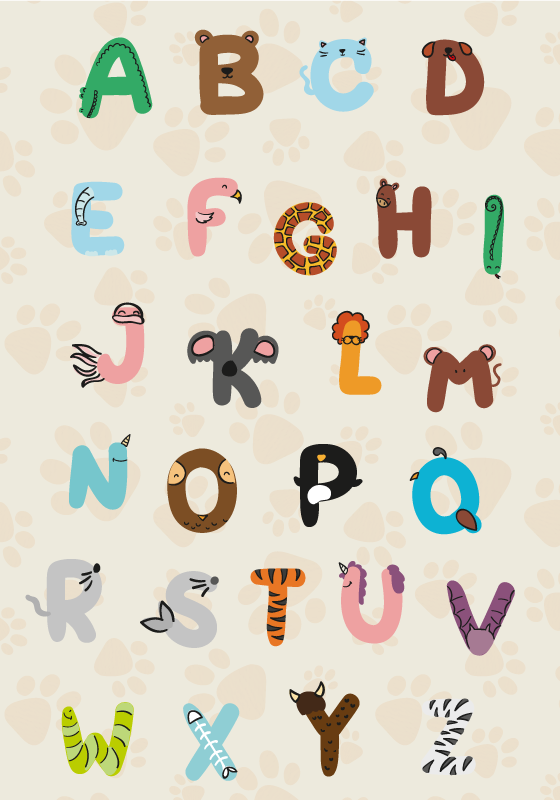 儿童房的海报 动物字母表 - TenStickers