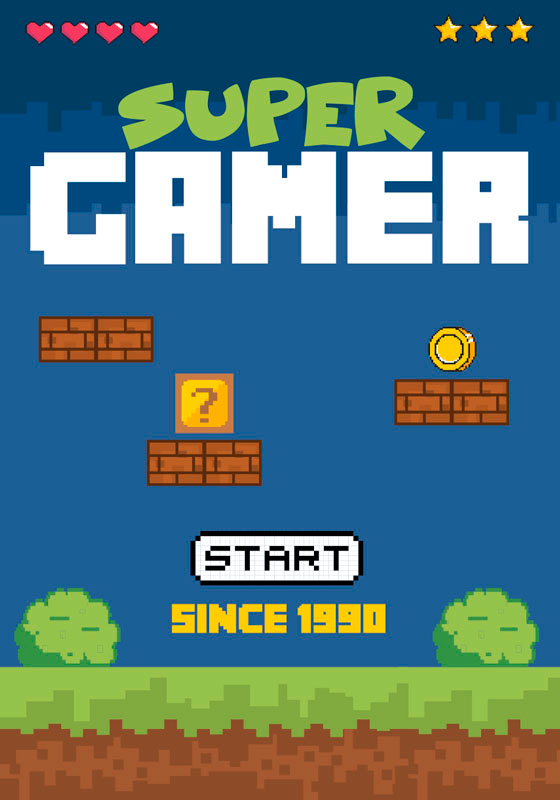 Gaming Poster super gamer im retro-stil - TenStickers