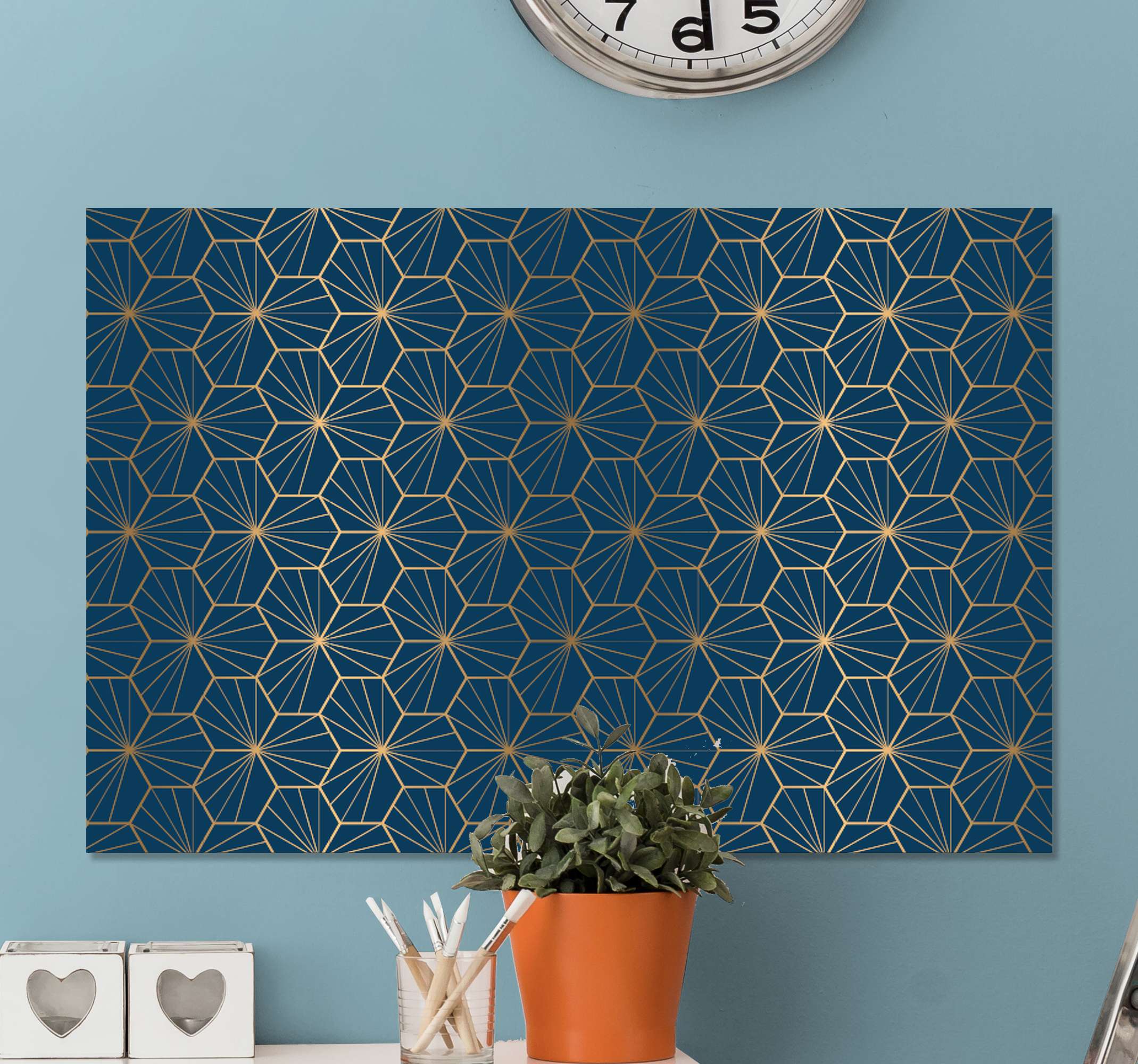 Quadro Decorativo moderno Padrão geométrico elegante TenStickers. Quadro Decorativo moderno Padrão geométrico elegante. Vinil decorativoem tela geométrica para adicionar um toque elegante e moderno às paredes de sua casa. Material extremamente duradouro.
