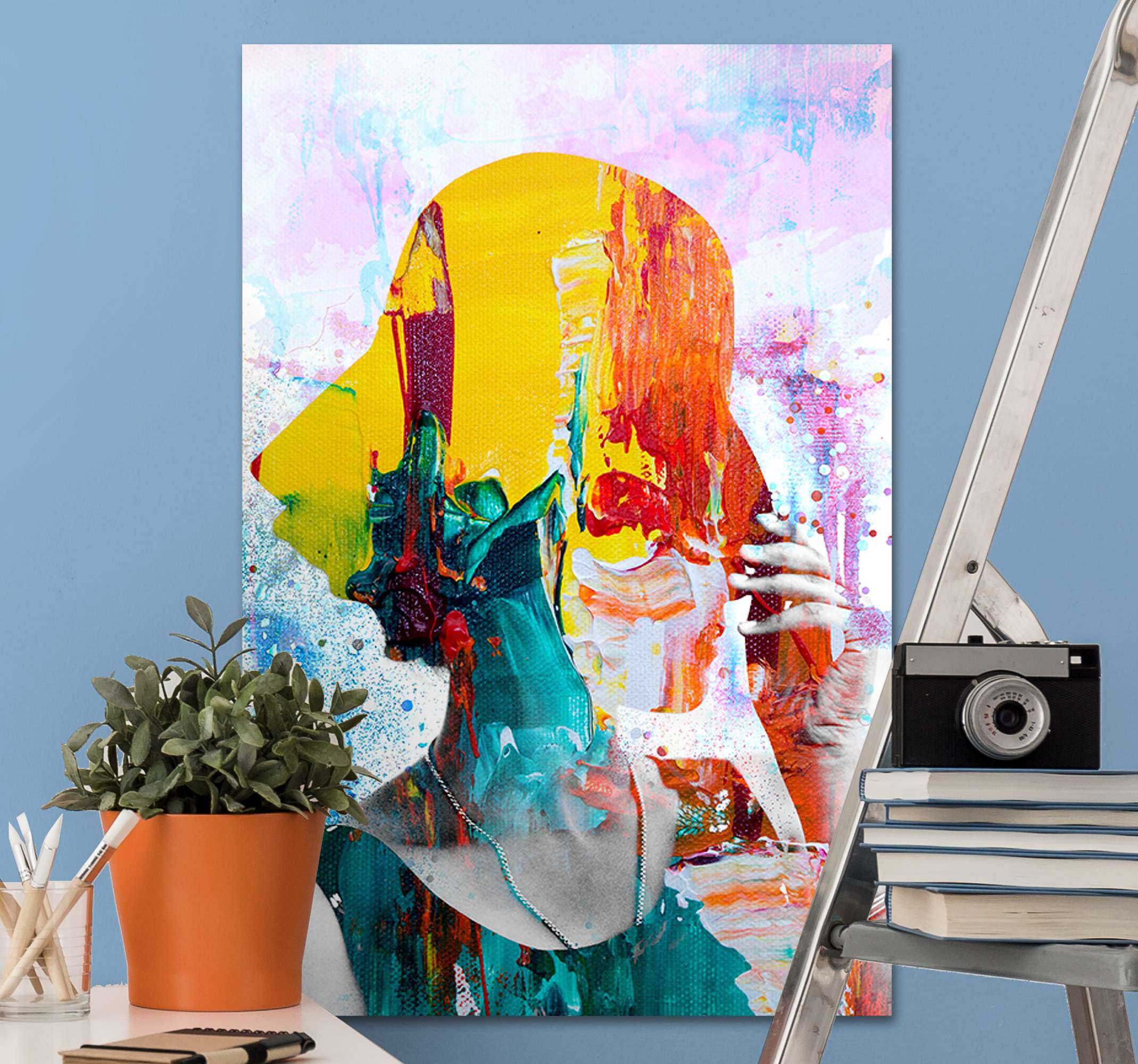 Quadro Decorativo de arte Arte mulher colorida TenStickers. Quadro Decorativo de arte Arte mulher colorida. Impressões coloridas da arte da lona de arte da mulher. Esta tela de parede abstrata embelezaria sua casa com um efeito original. é original e leve.