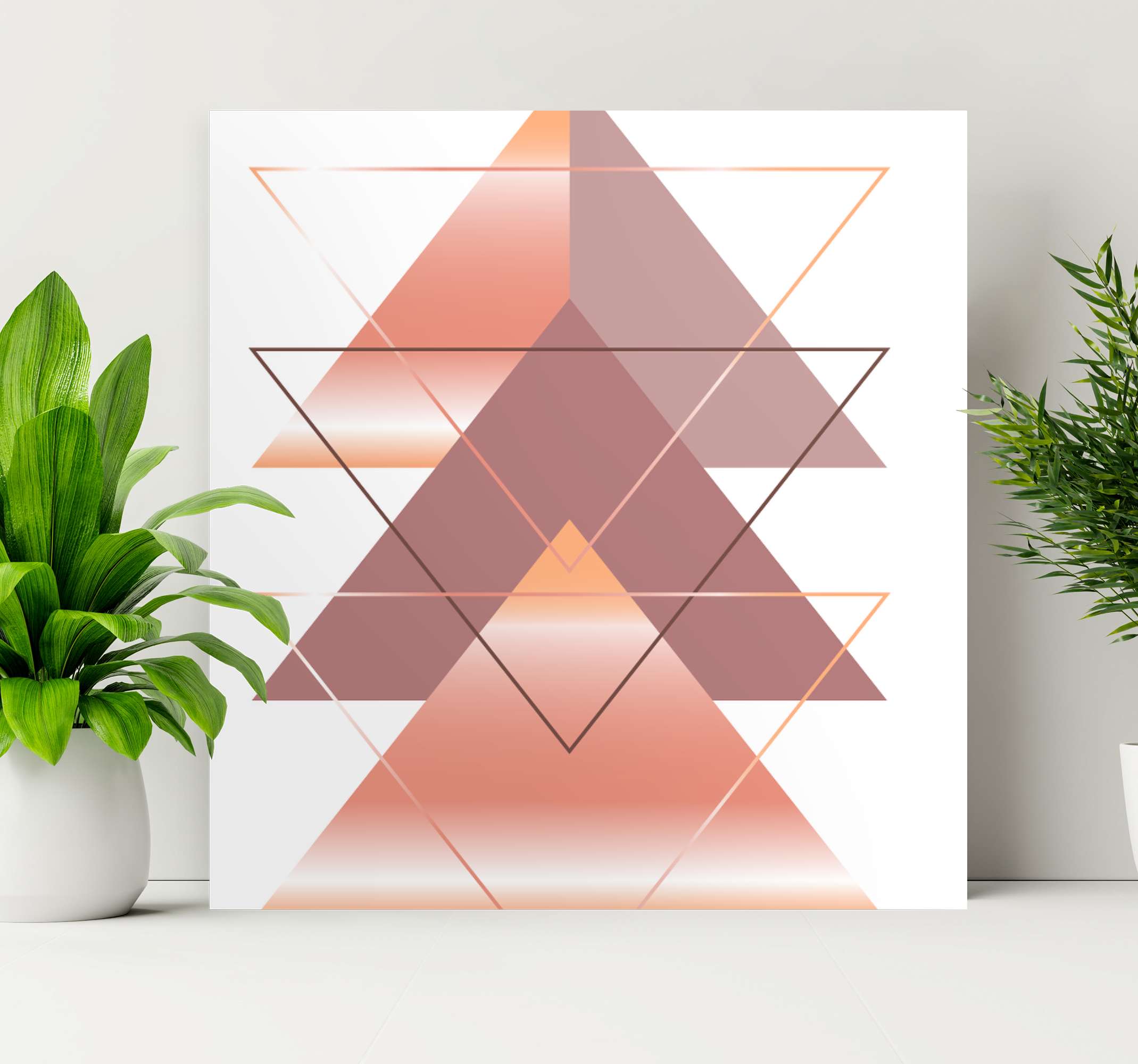 Triangles abstract art geometric wall canvas - TenStickers