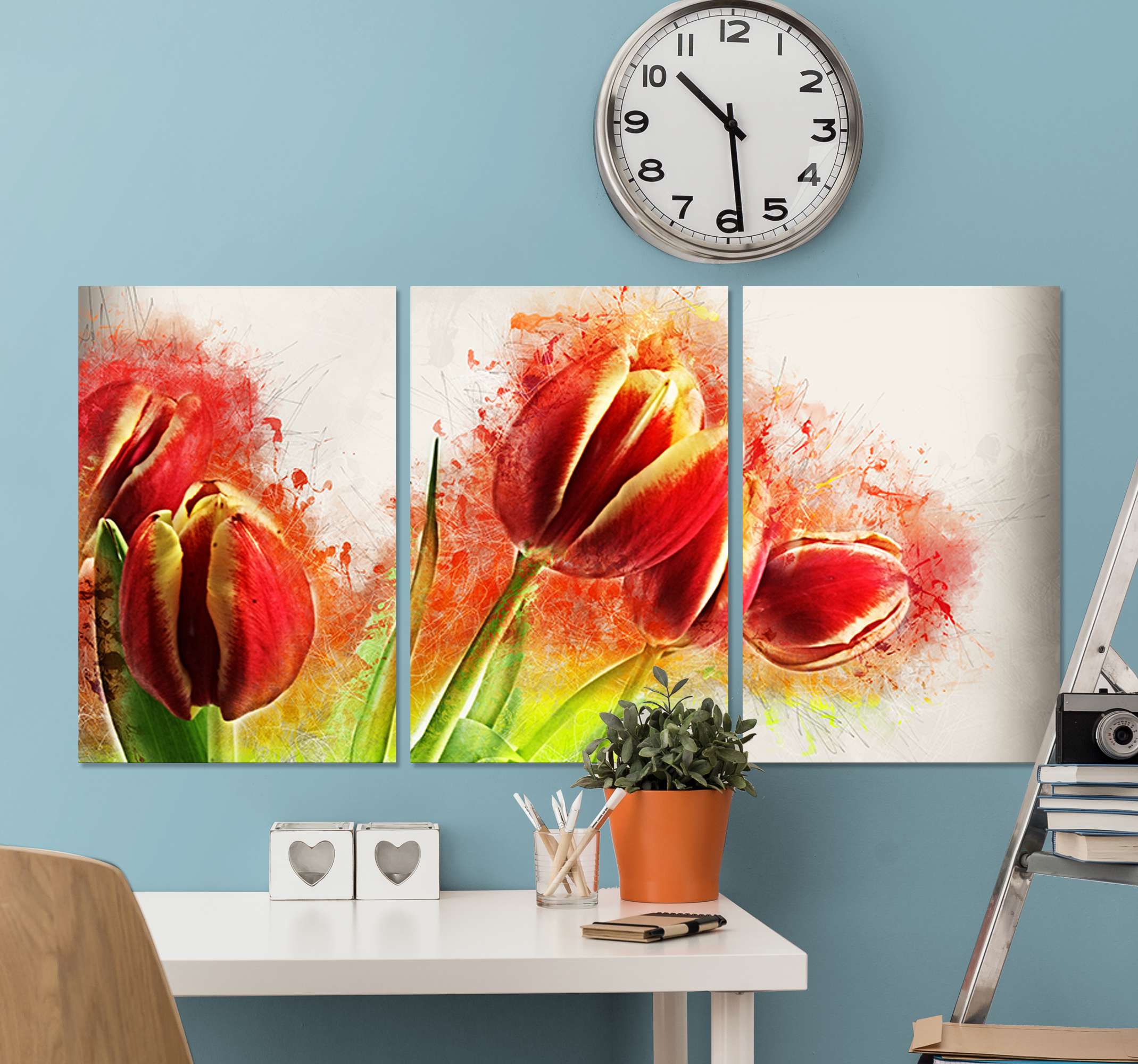 Abstract Flowers Modern Color Illustration SINGLE CANVAS WALL ART Picture Print 
