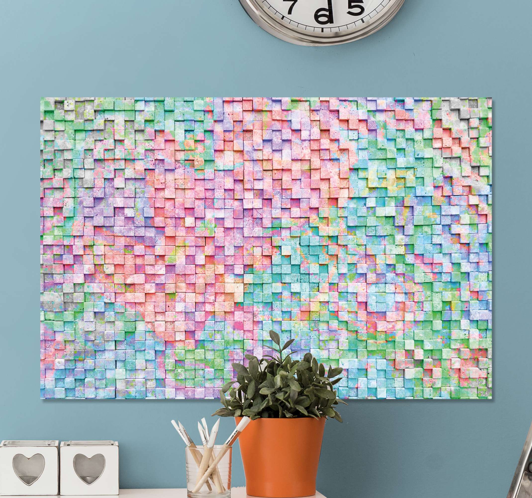 Square Coloured mosaic canvas TenStickers