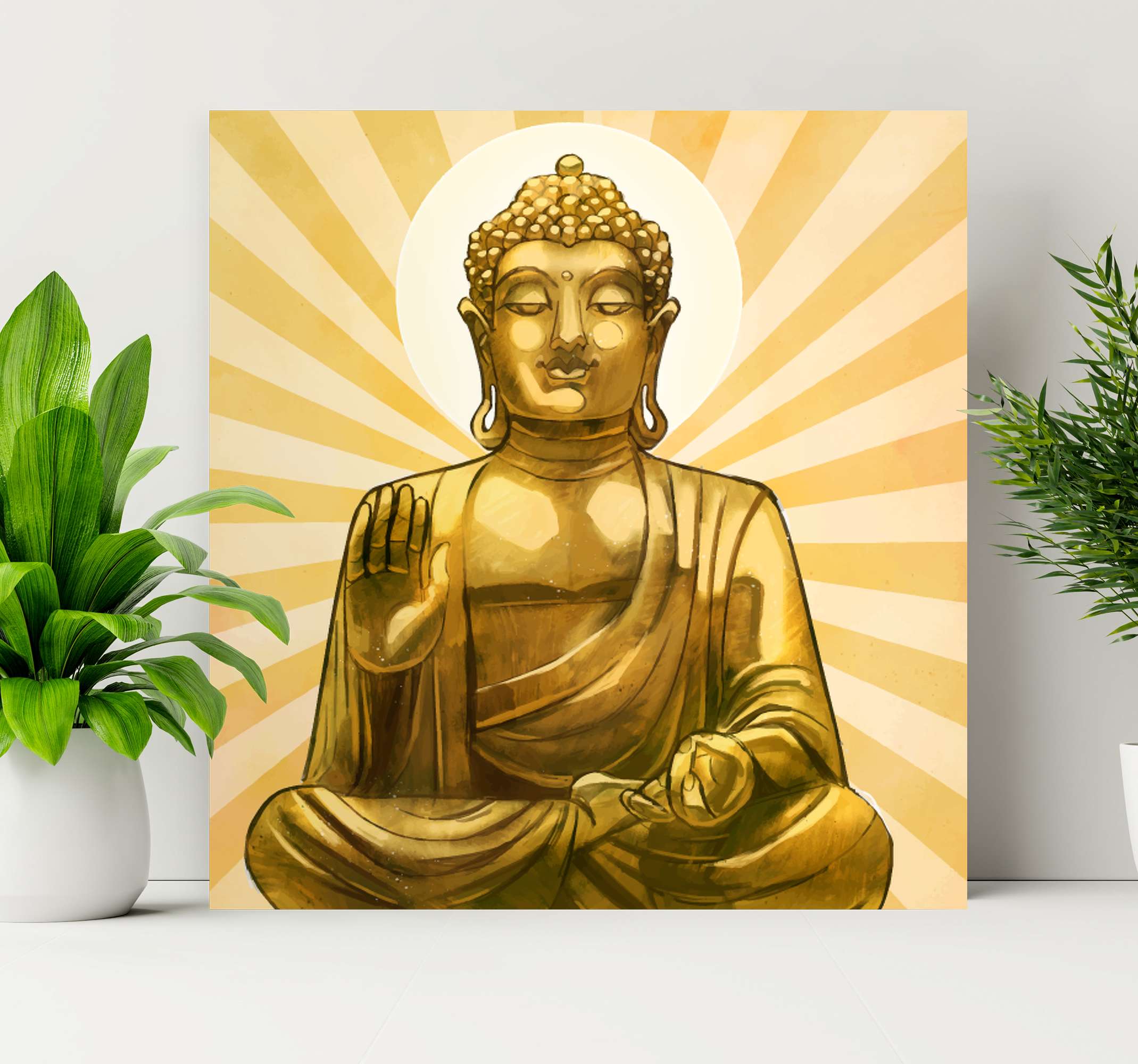 Statistisch marmeren Uitsluiten Canvas schilderij Gouden boeddha - TenStickers