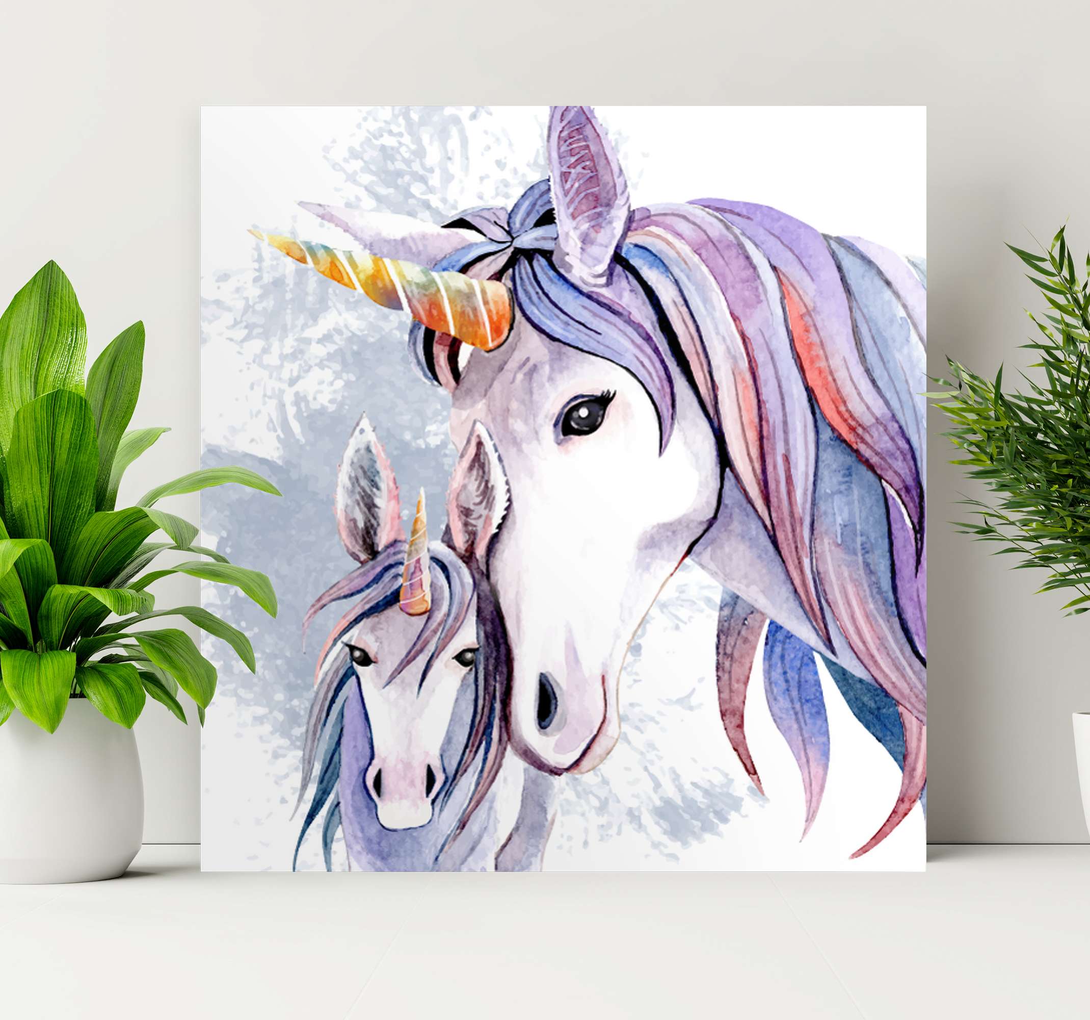 Mother and daughter unicorn canvas wall art TenStickers