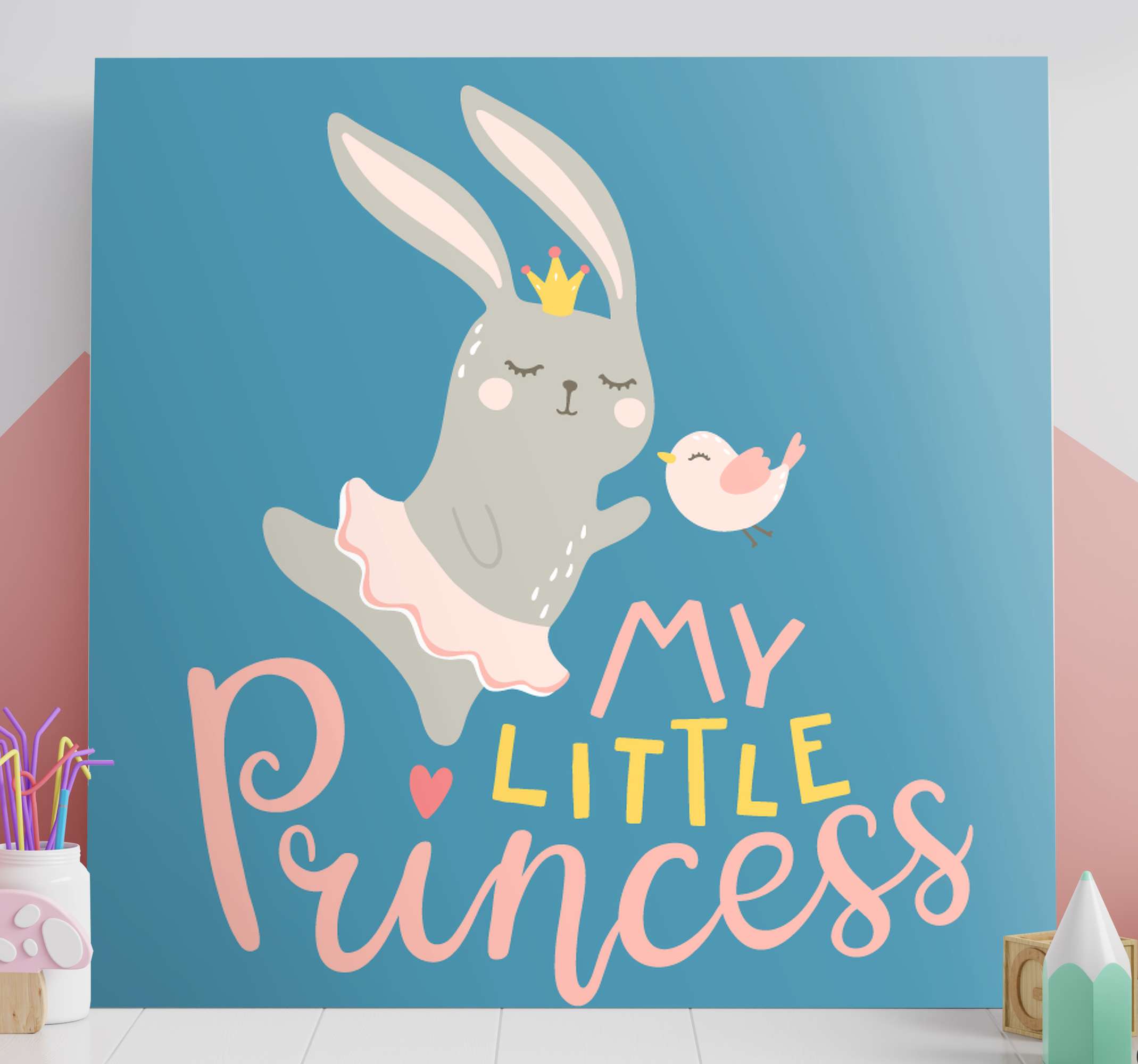 Bebe Conejo Frase Mi Princesa Nursery Canvas Tenstickers