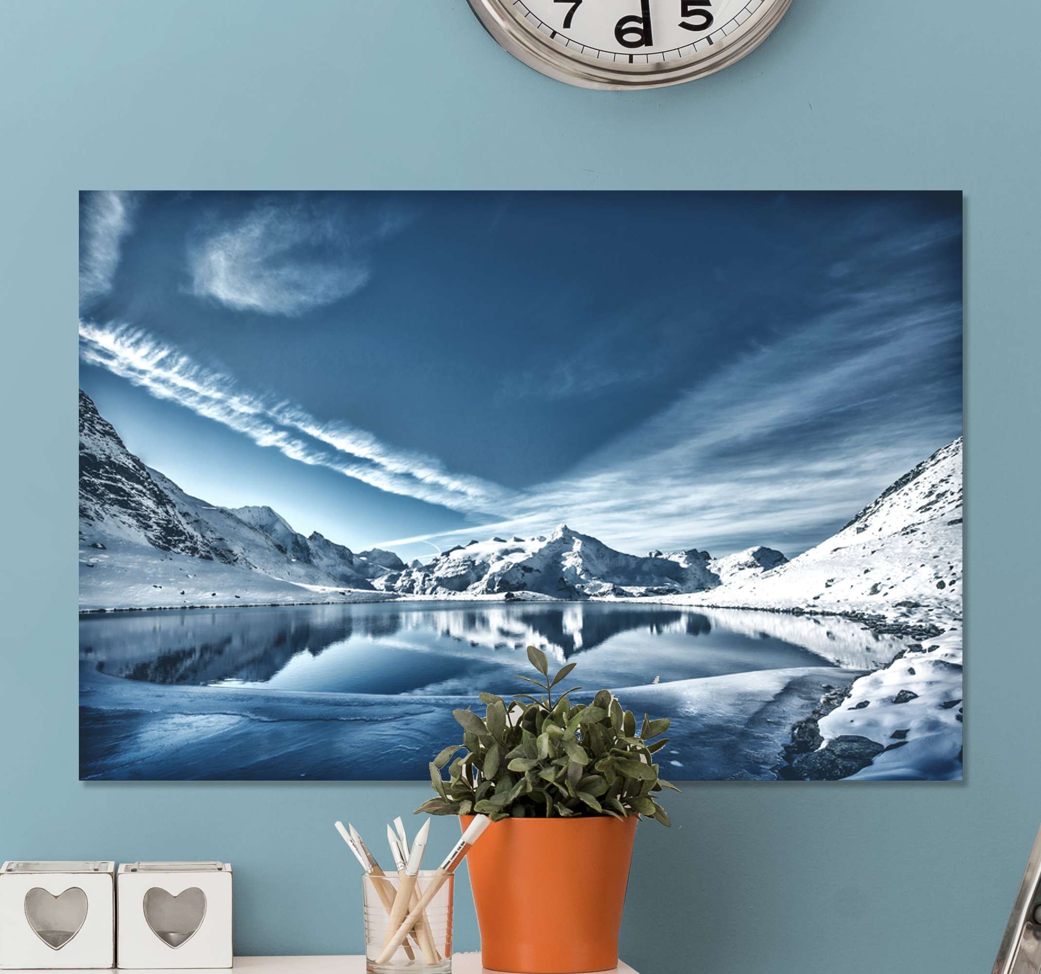 Peinture Paysage Soleil De Neige De Montagne Tenstickers