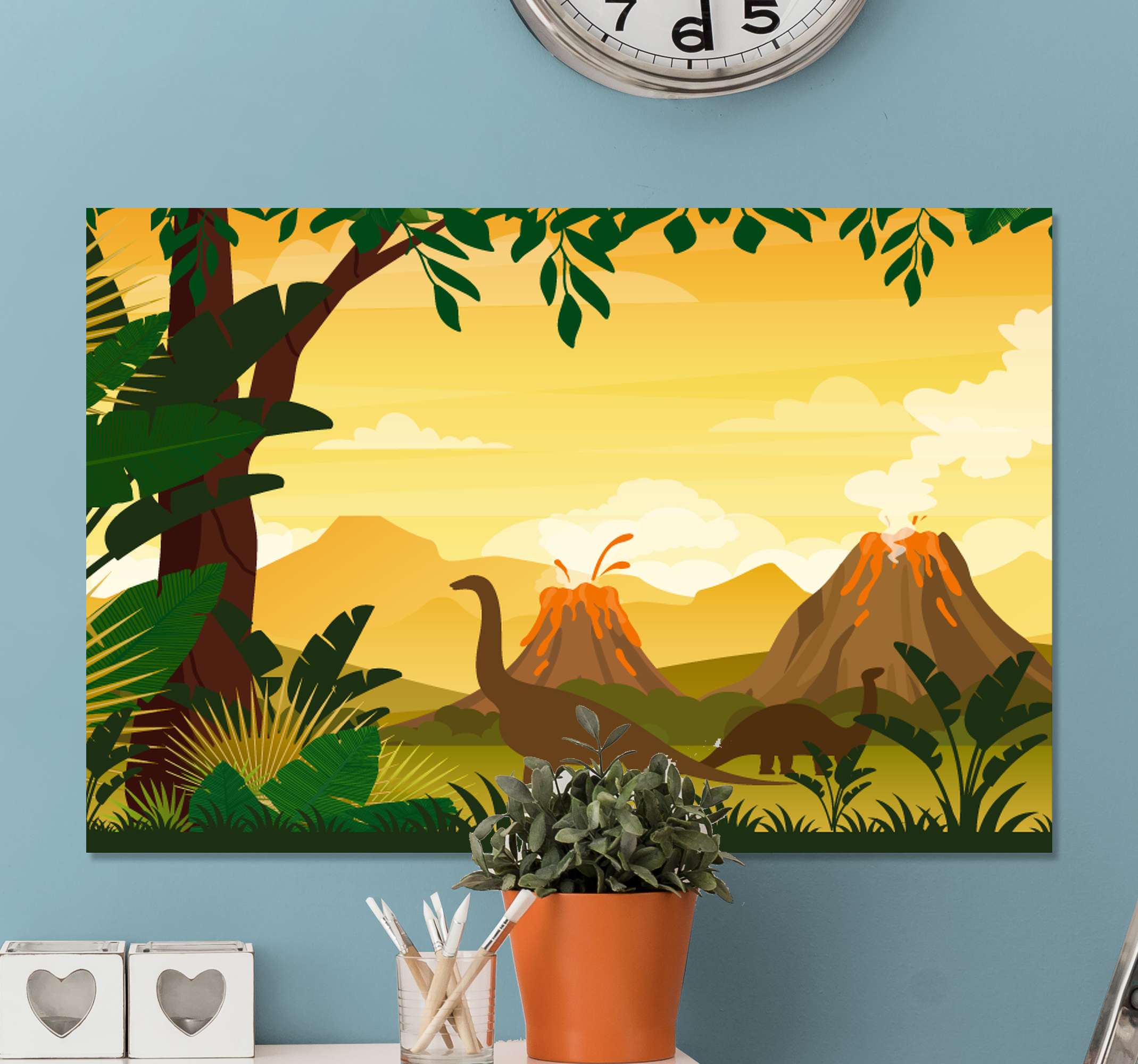 Quadro Decorativo dinossauro Desenho animado infantil dinossauros