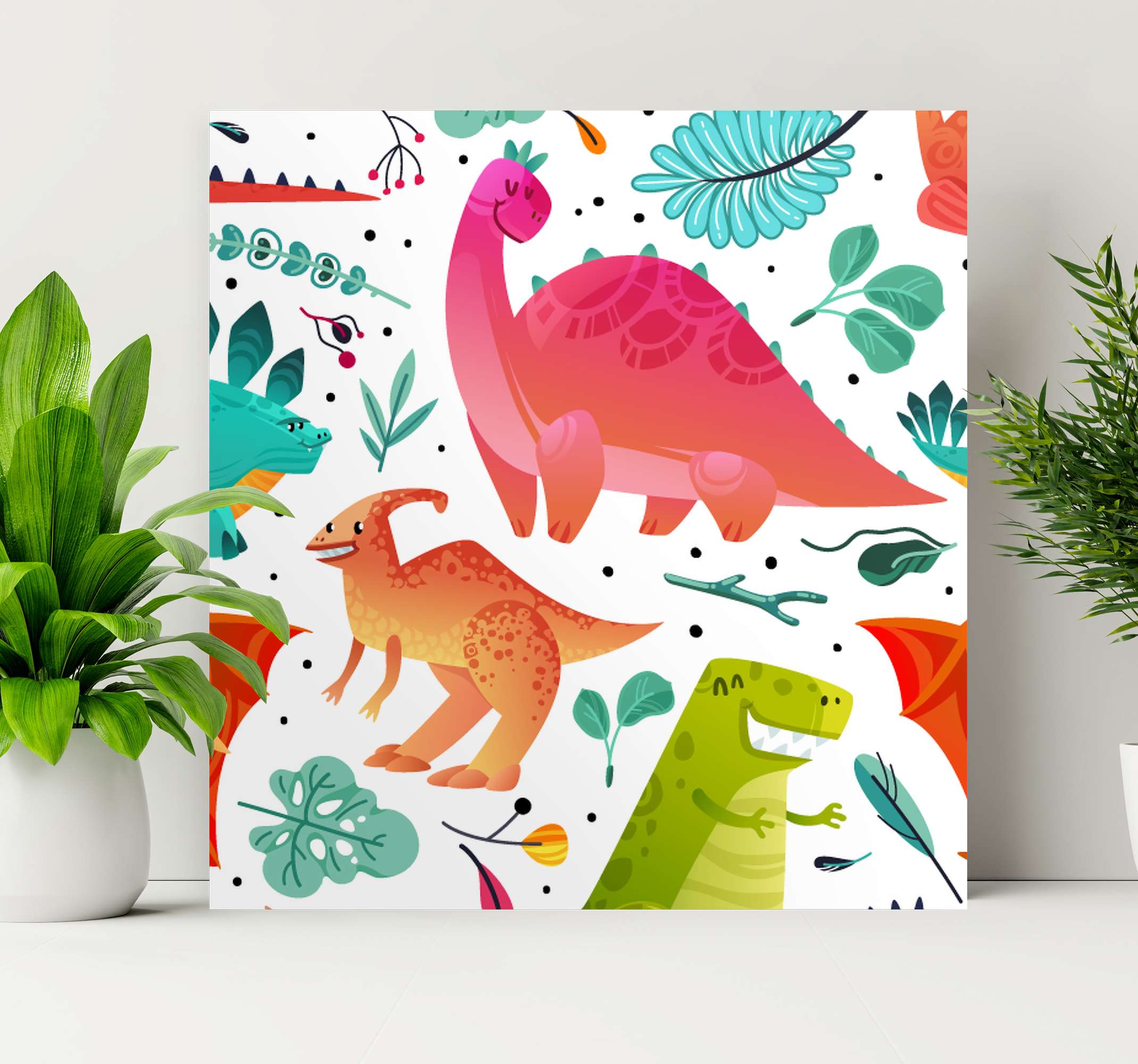 Quadro Decorativo dinossauro Desenho animado infantil dinossauros