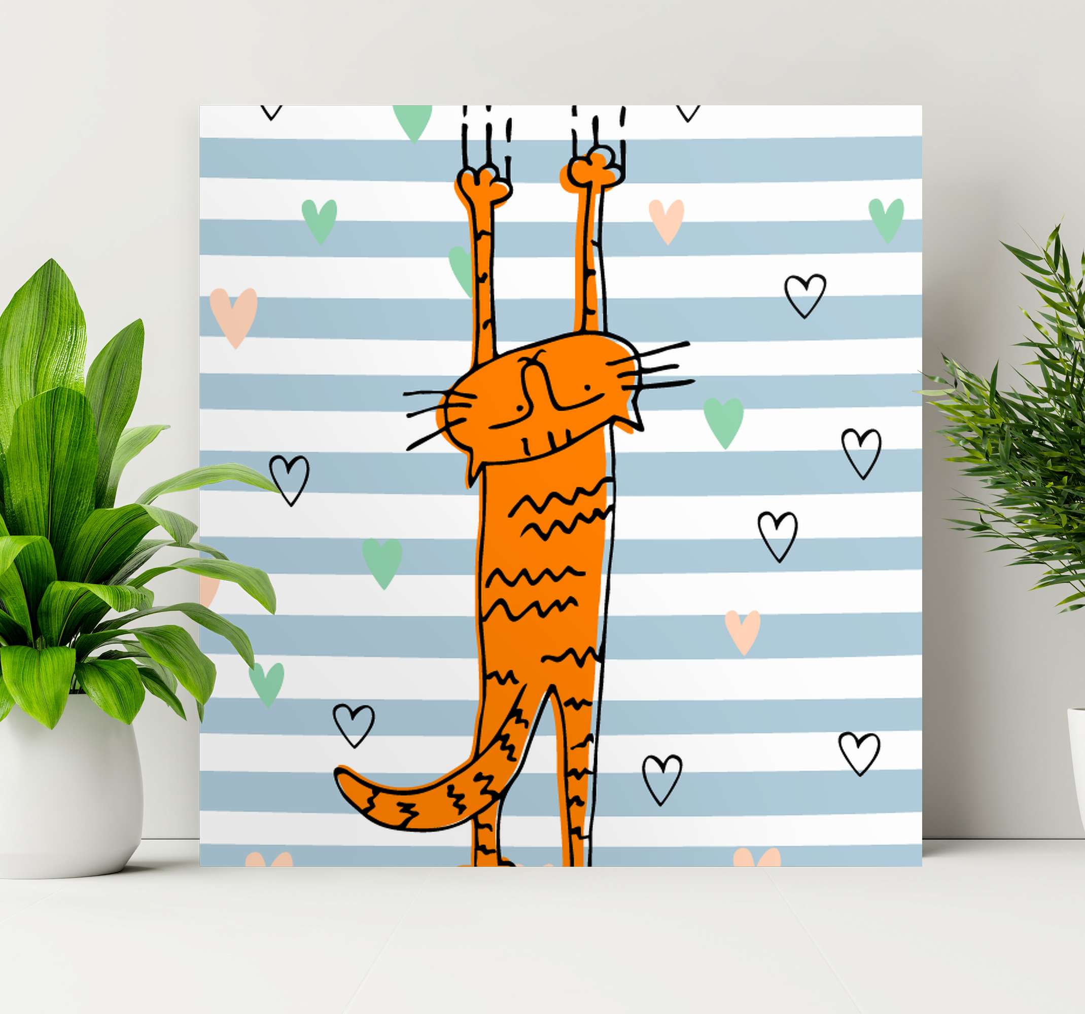 Quadro Decorativo infantil Gato de desenho animado com nome perso -  TenStickers