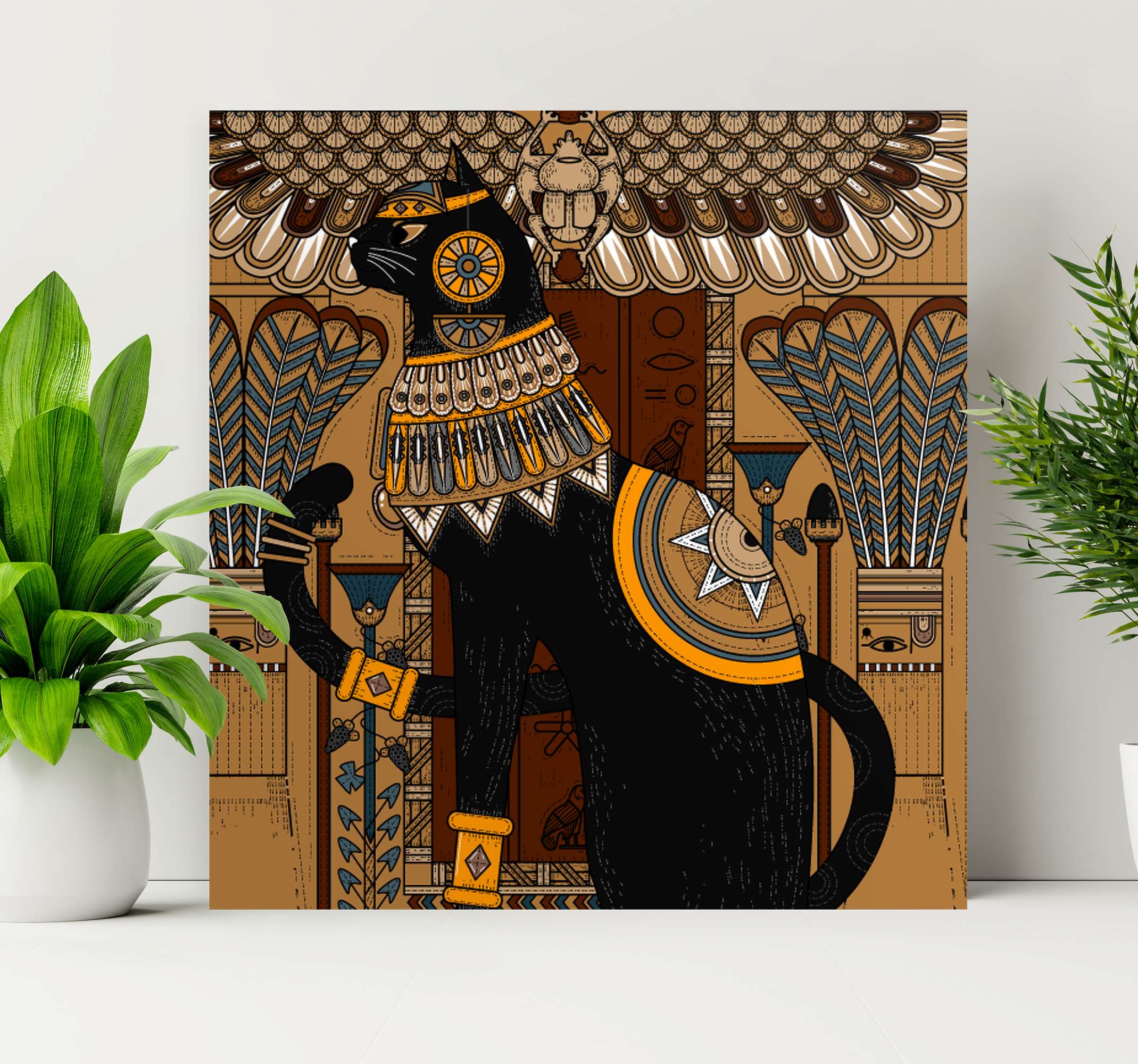 Quadro decorativo 2 telas Gato desenho animado preto branco