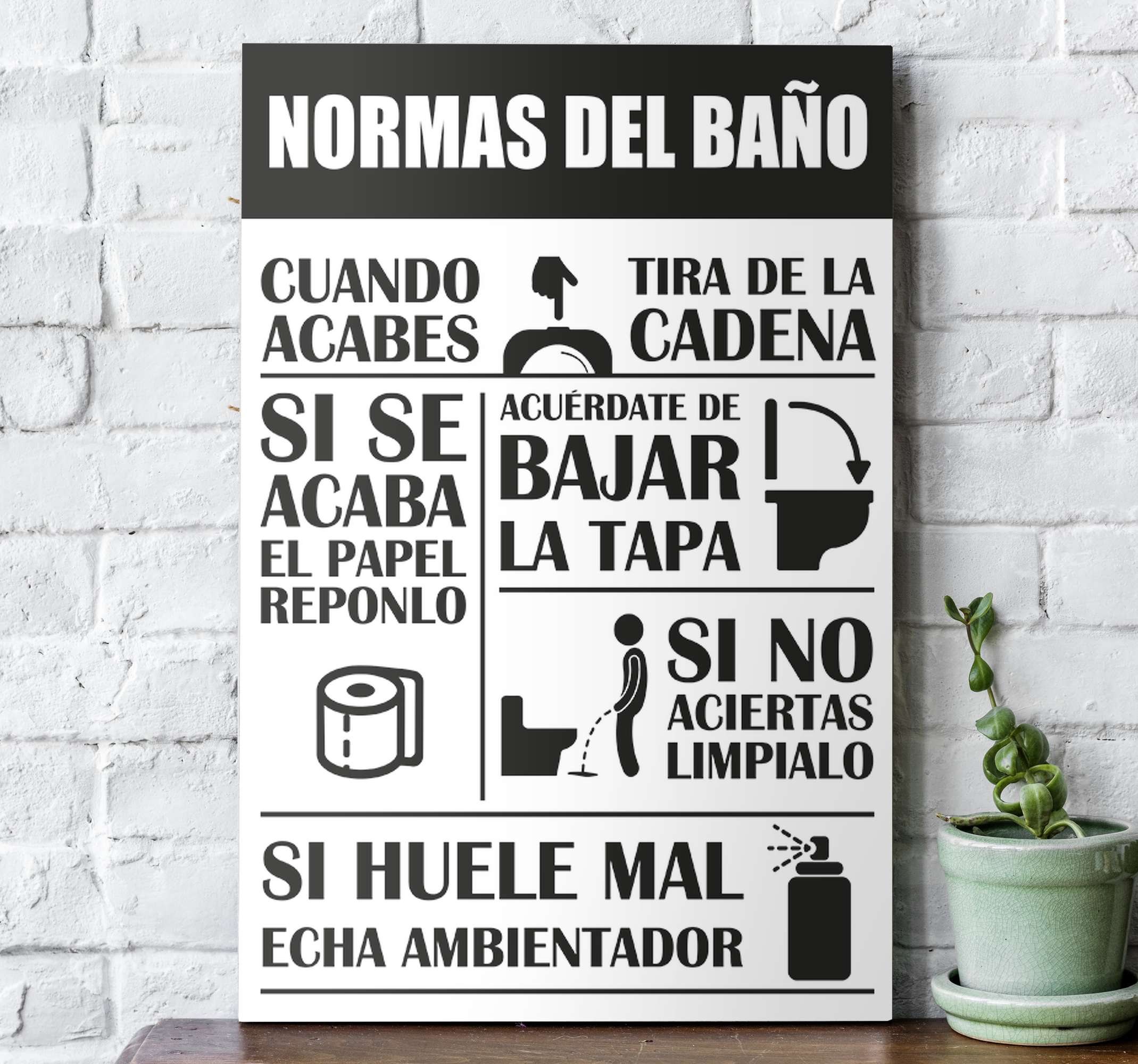 Decoración de pared de las Reglas Del baño en español, vinilo