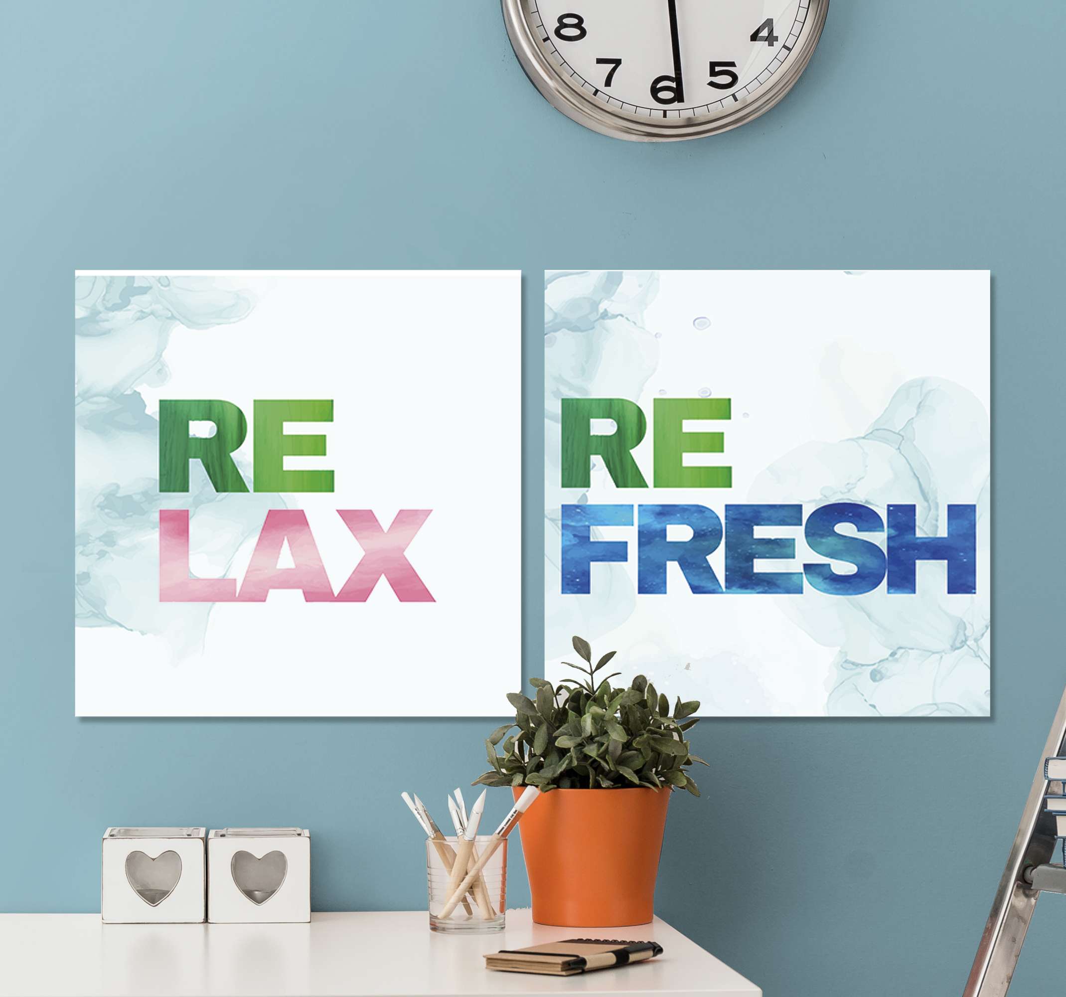 Relax And Refresh Bathroom Canvas Art Tenstickers