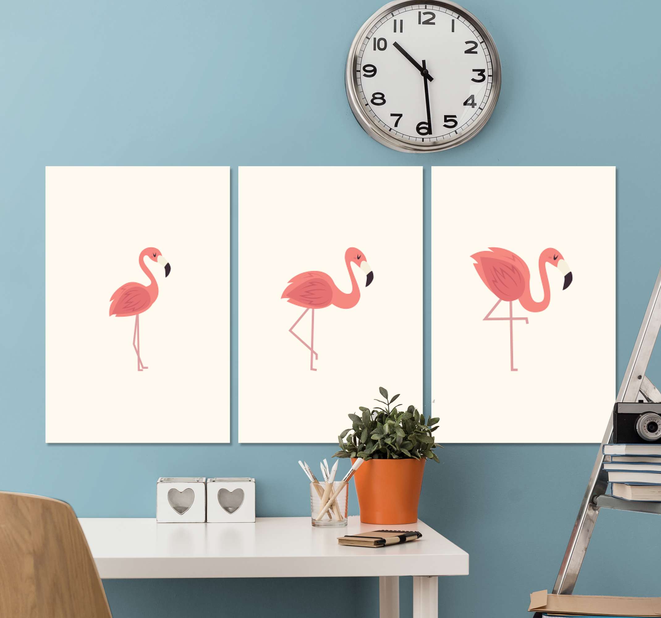 Tableau Salon Flamants Roses Rosas Tenstickers