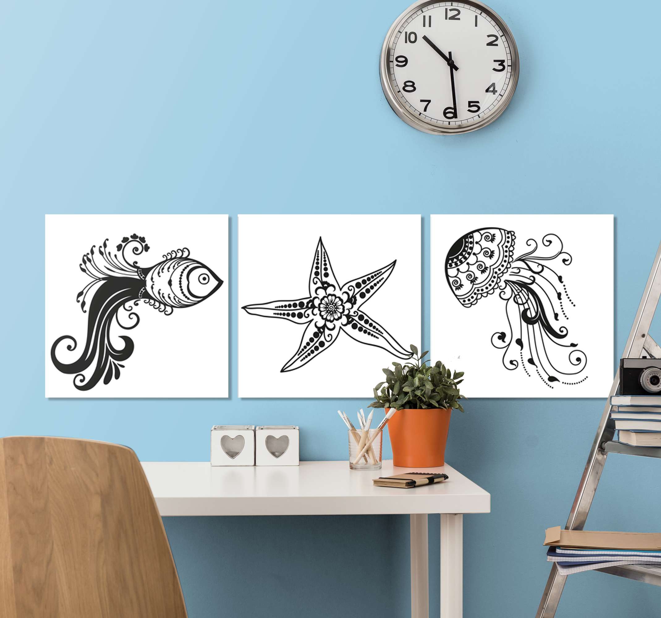 Ornamental sea life fish canvas art - TenStickers