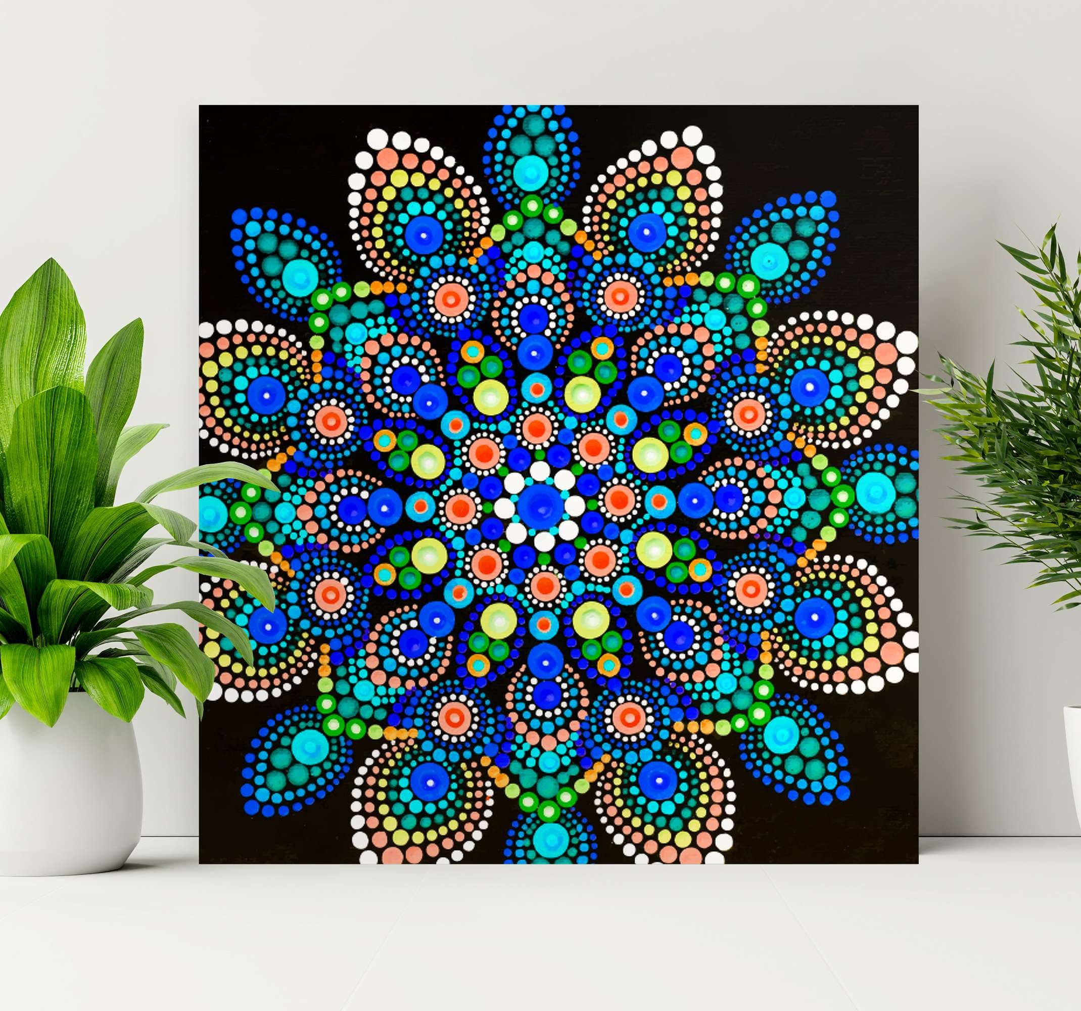 Mandala colourful dots mandala print wall art - TenStickers