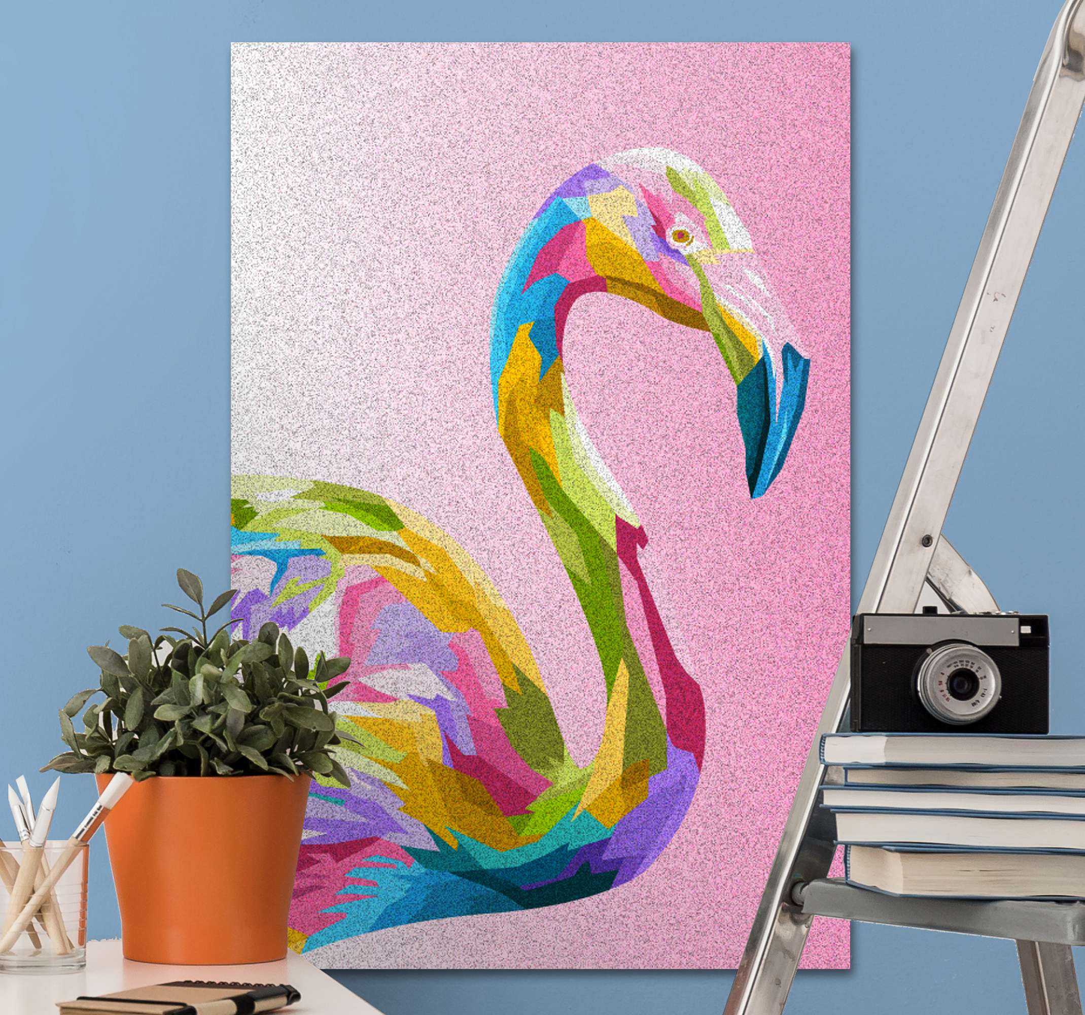 Flamingo art feather canvas