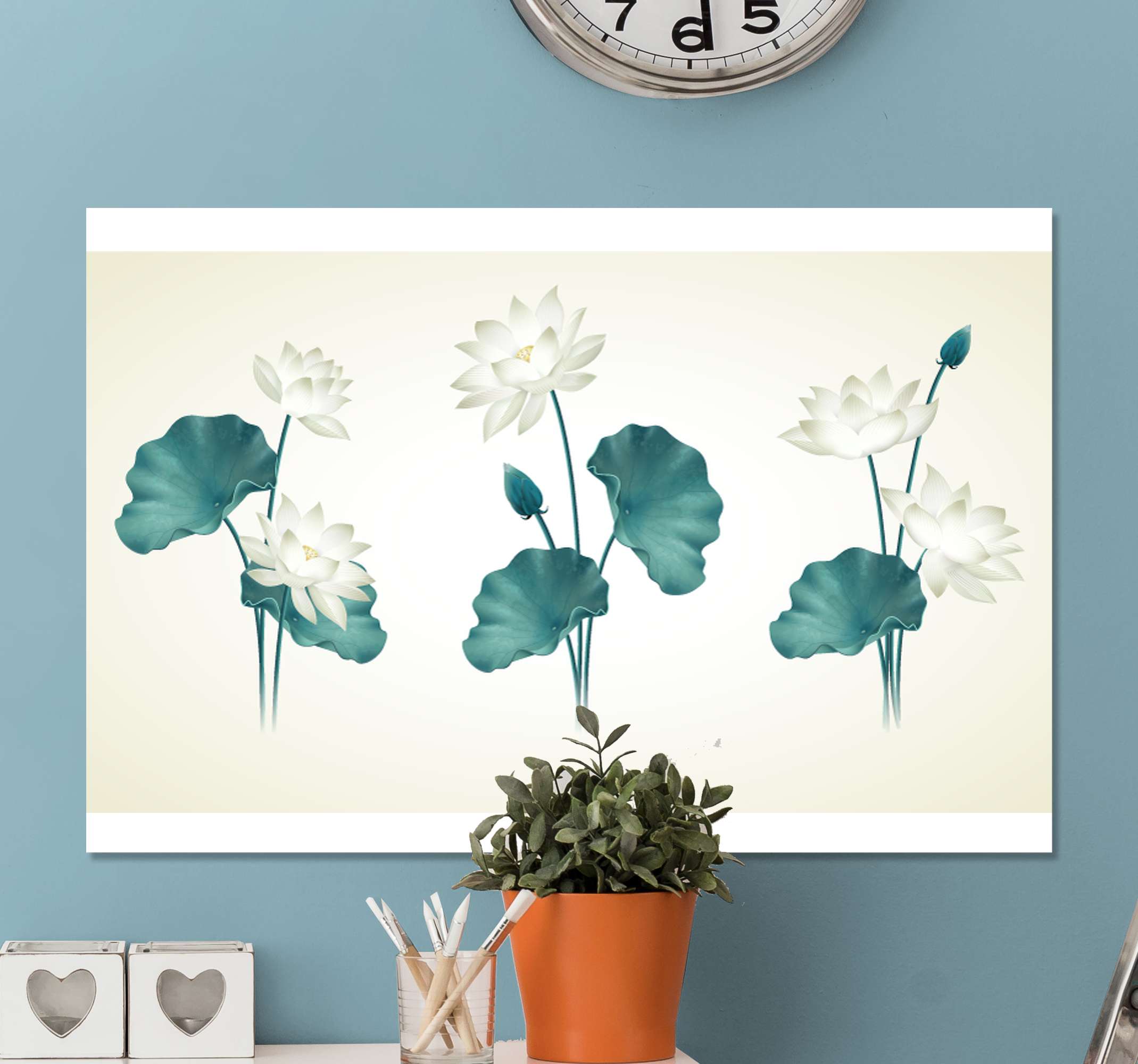 Quadro Decorativo para cabeceira Flor de lotus TenStickers. Quadro Decorativo para cabeceira Flor de lotus. Impressão em tela de flor de lótus que pode ser decorada no espaço do quarto, sala e qualquer outro espaço de uma casa e também para um escritório.