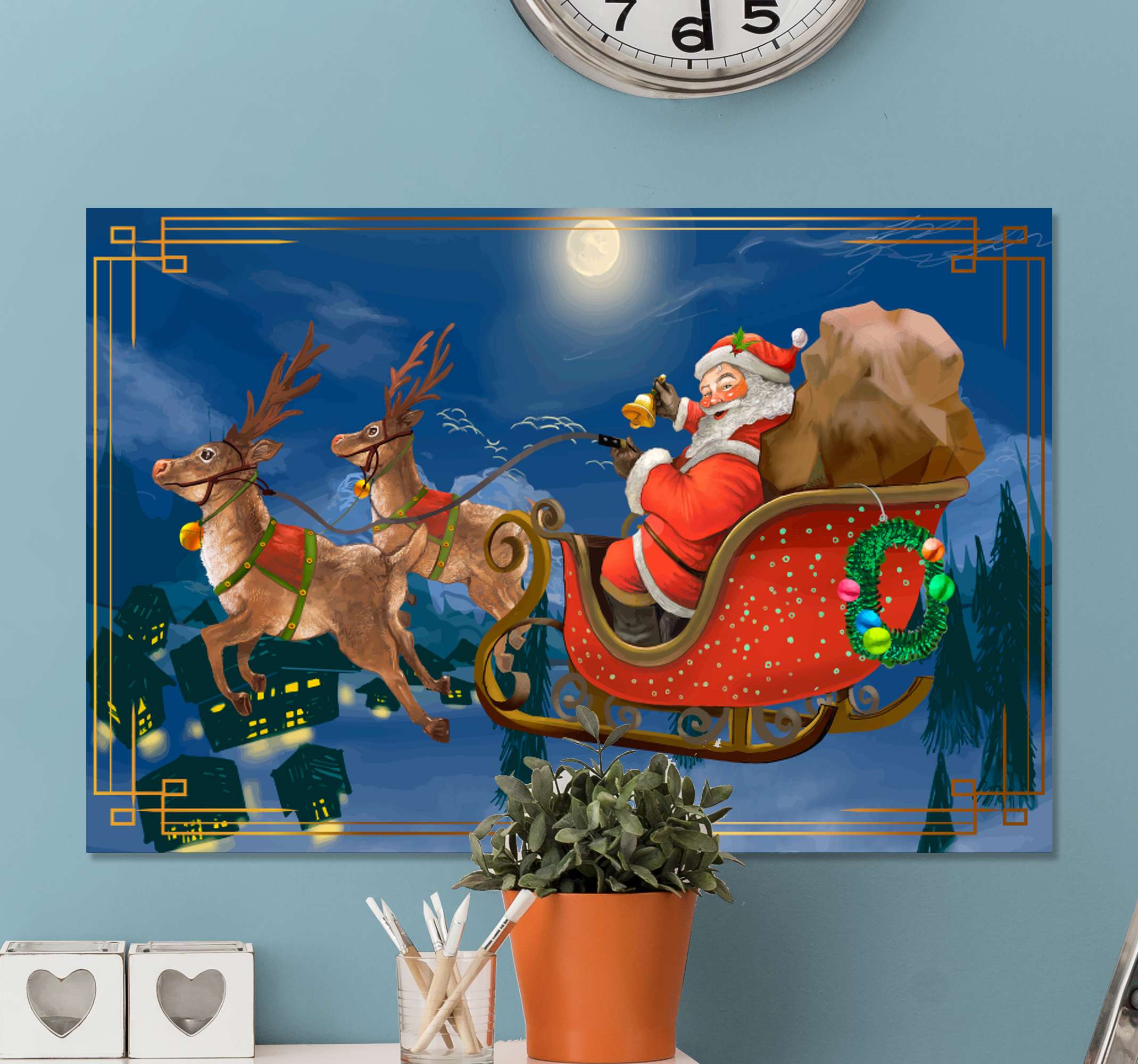 Tela para pintura infantil - Árvore de Natal e Papai Noel em Oferta - Telas  Quadros Design