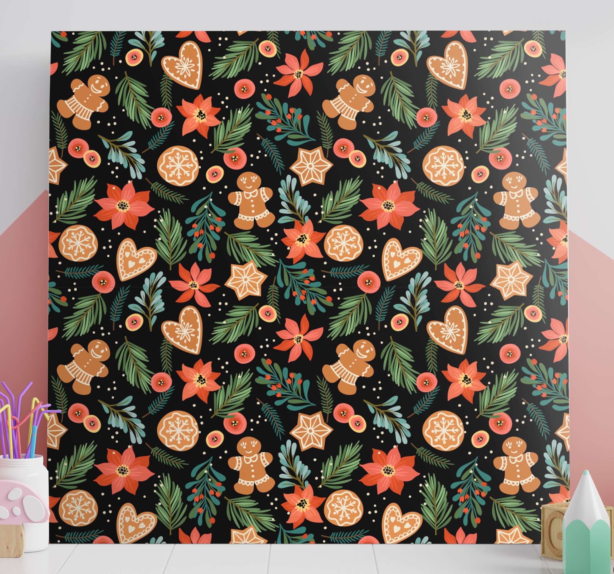 TenStickers. Quadro Decorativo de natal Temas de natal. Decore a sua casa ou qualquer espaço para o natal com estas impressões em tela de temas de natal. Realmente fácil de pendurar na parede e é feito de material de qualidade