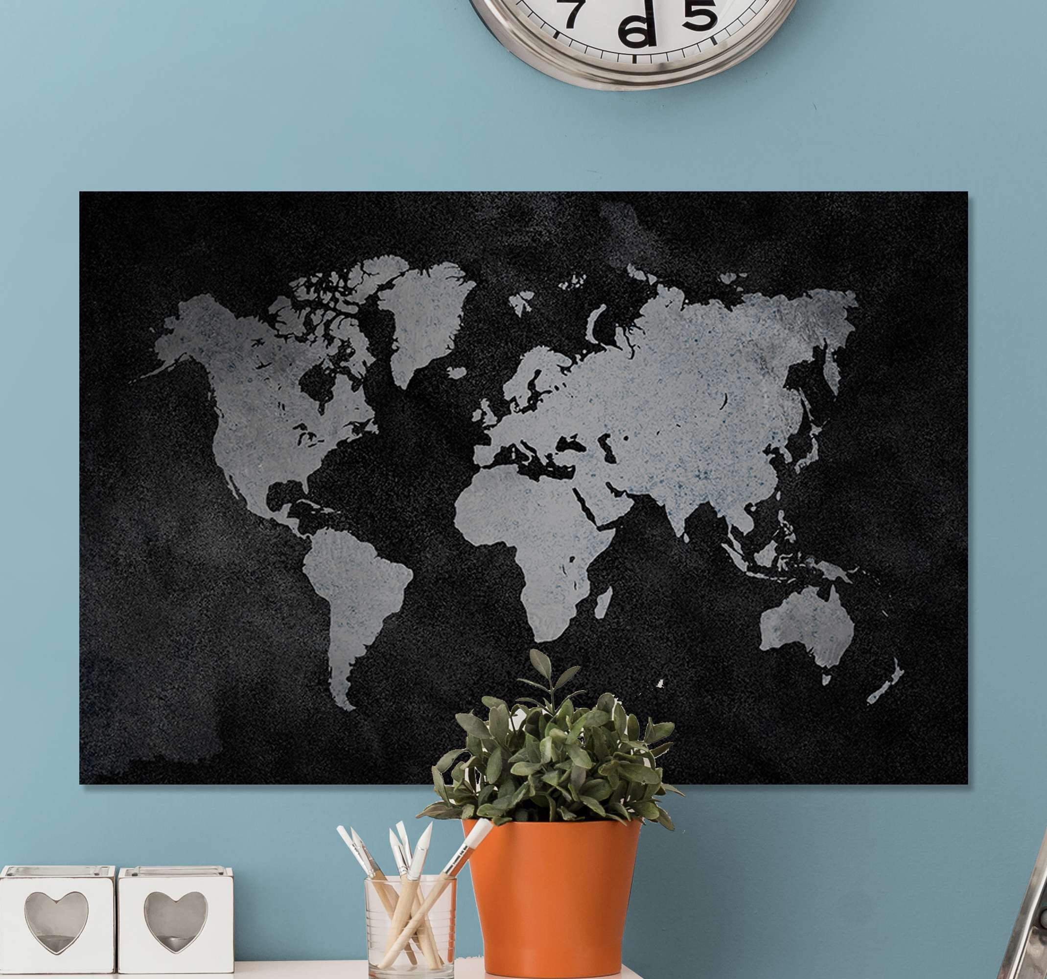 Mapamundi blanco y negro world map art canvas