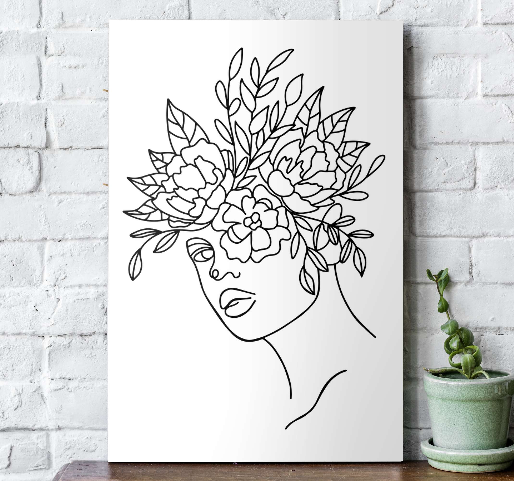 Tableau art Femmes au visage fleuri - TenStickers
