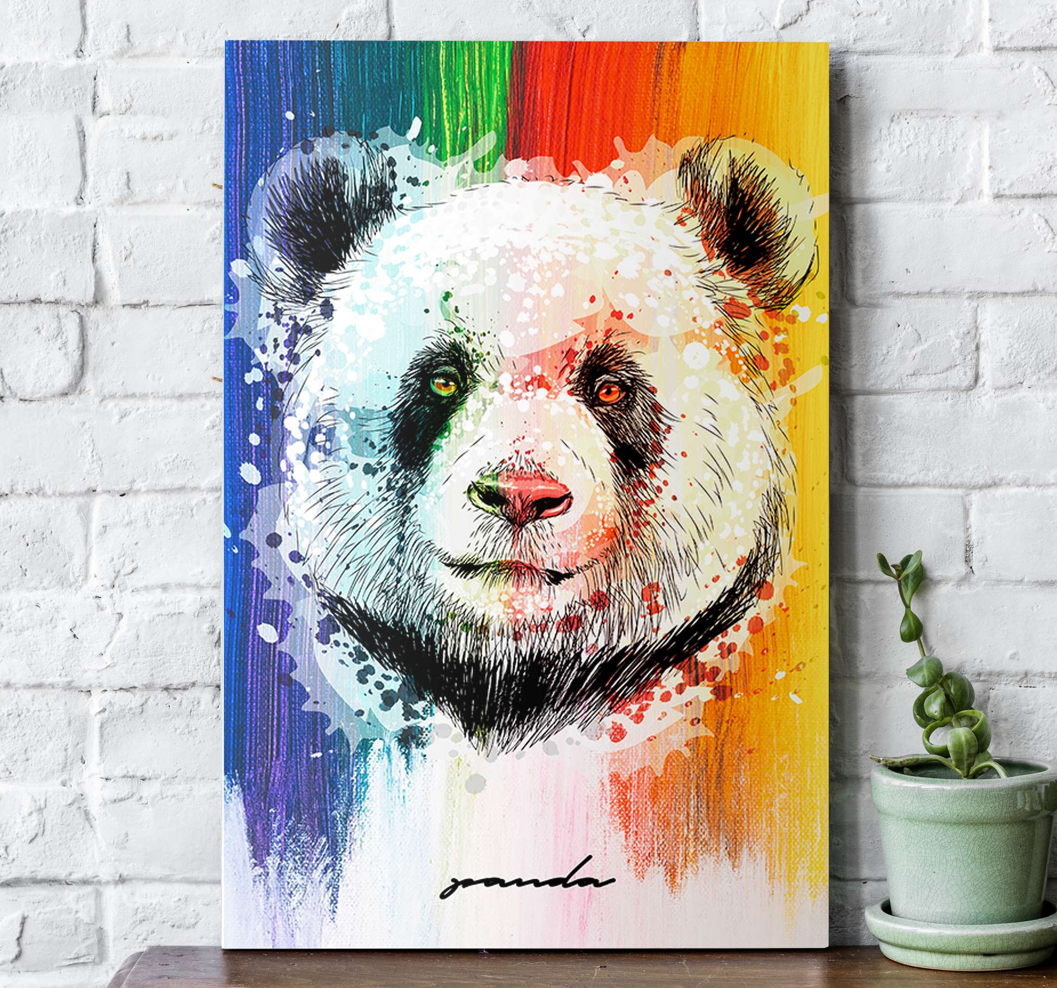 Quadro Infantil Desenho Panda Fundo Azul