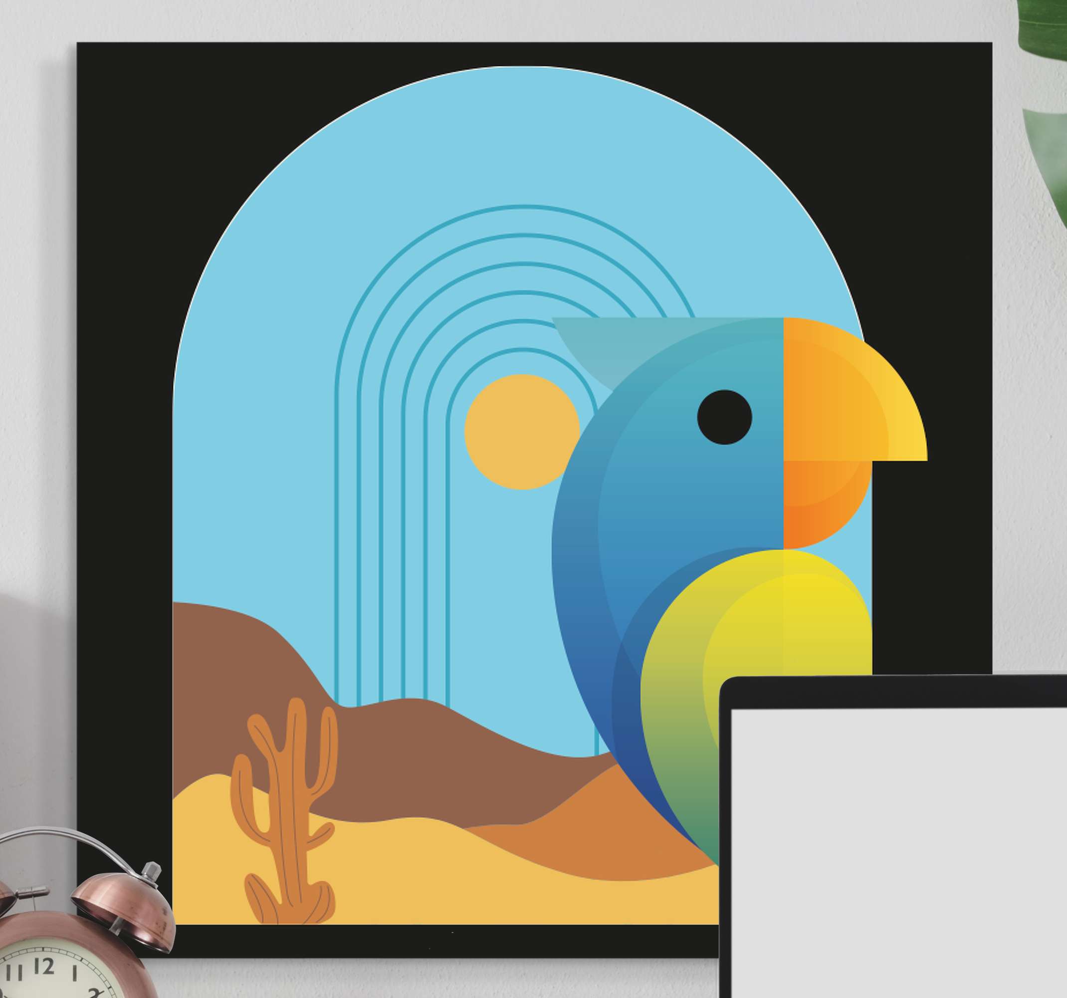 Quadro Decorativo de pássaros Papagaio abstrato ao pôr do sol TenStickers. Quadro Decorativo de pássaros Papagaio abstrato ao pôr do sol. Papagaio abstrato colorido em sunfall canvas decoração para casa para casa e outra decoração de local de parede como o escritório. Assim que tiver, você vai adorar!
