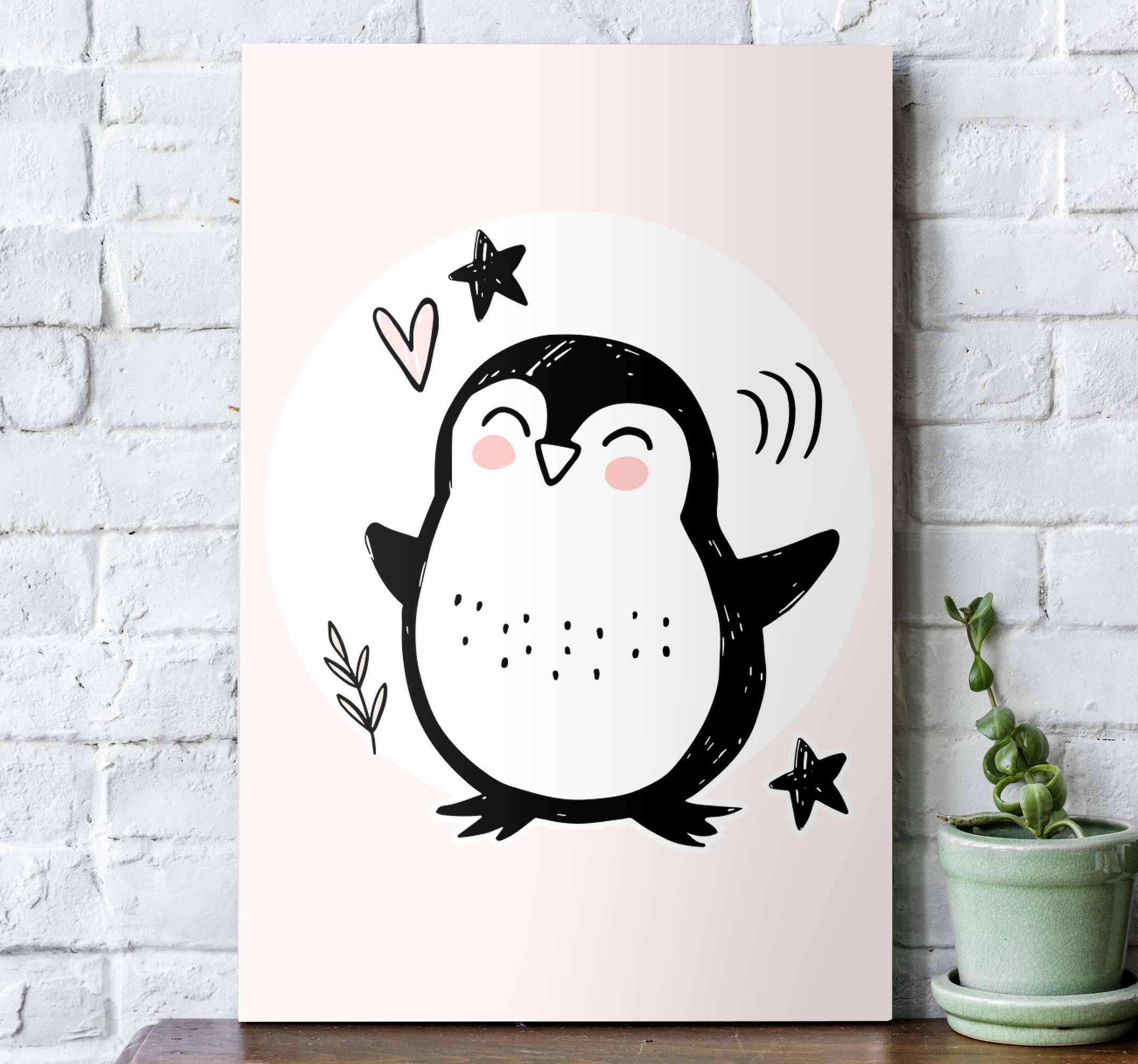 Quadro para quarto bebê Desenho fofo bebê pinguim - TenStickers