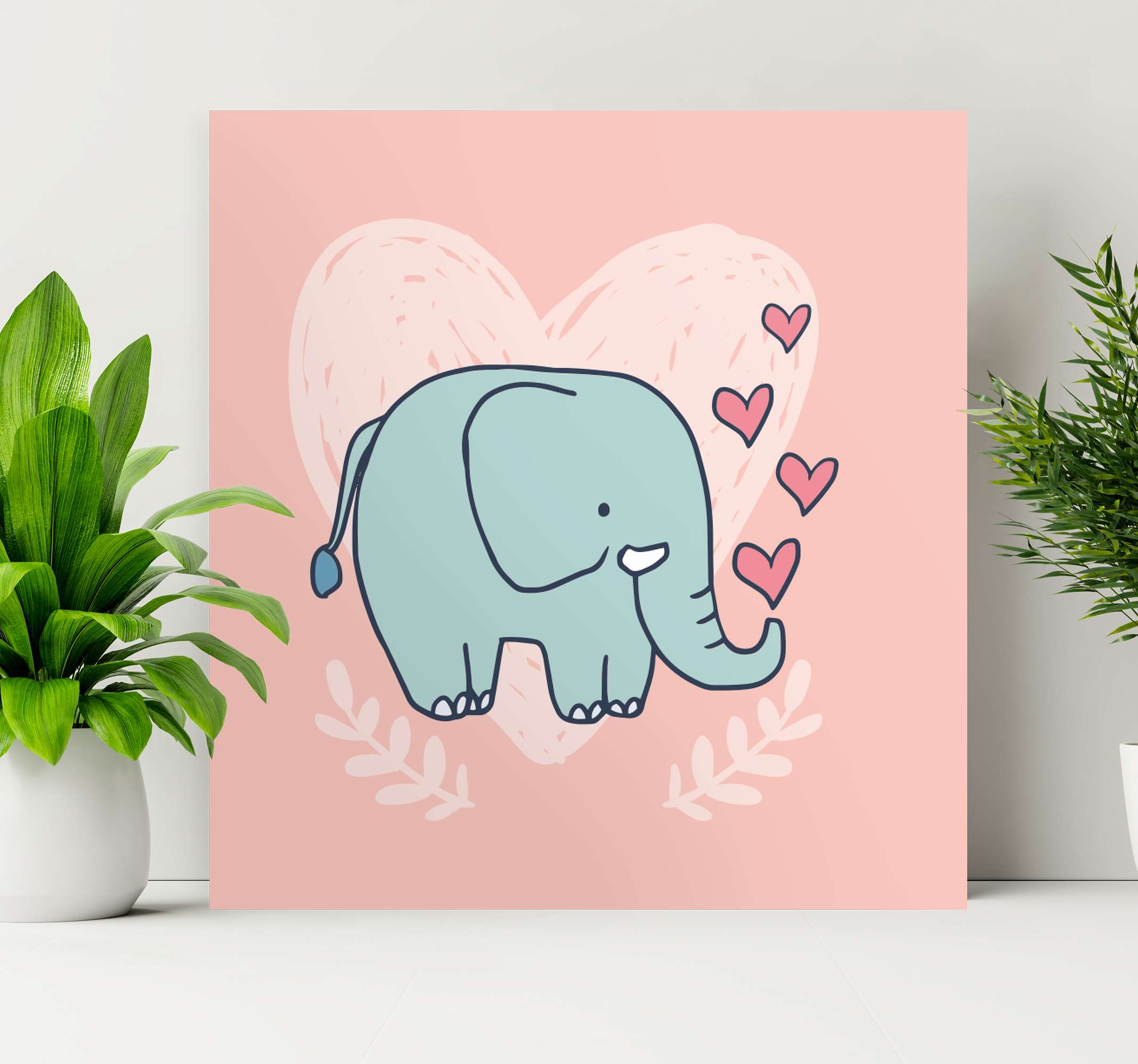 Cute elephant blowing hearts from snout wall pictures for nursery -  TenStickers