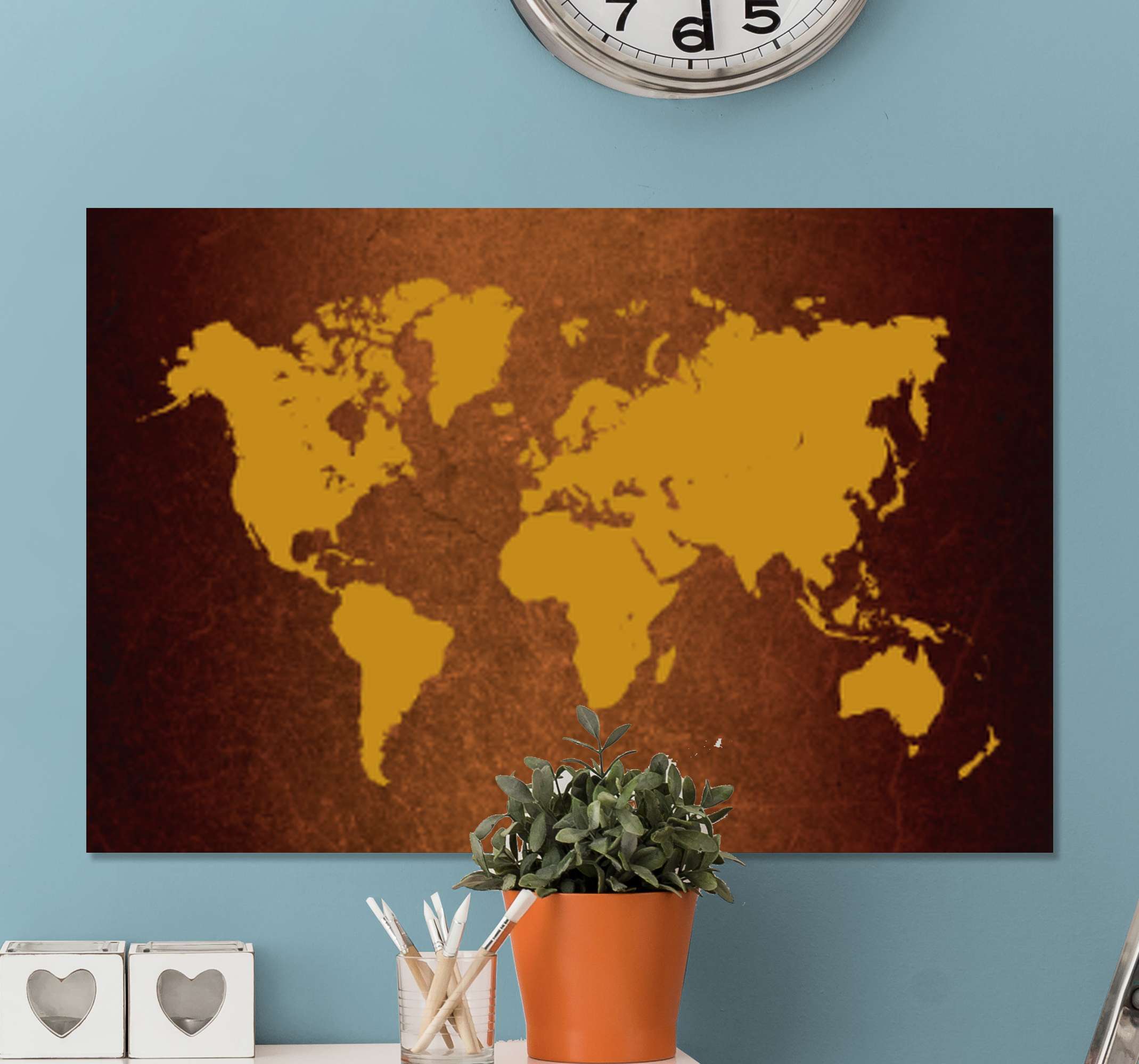 Quadro decorativo mapa mundi Mapa do mundo azul - TenStickers