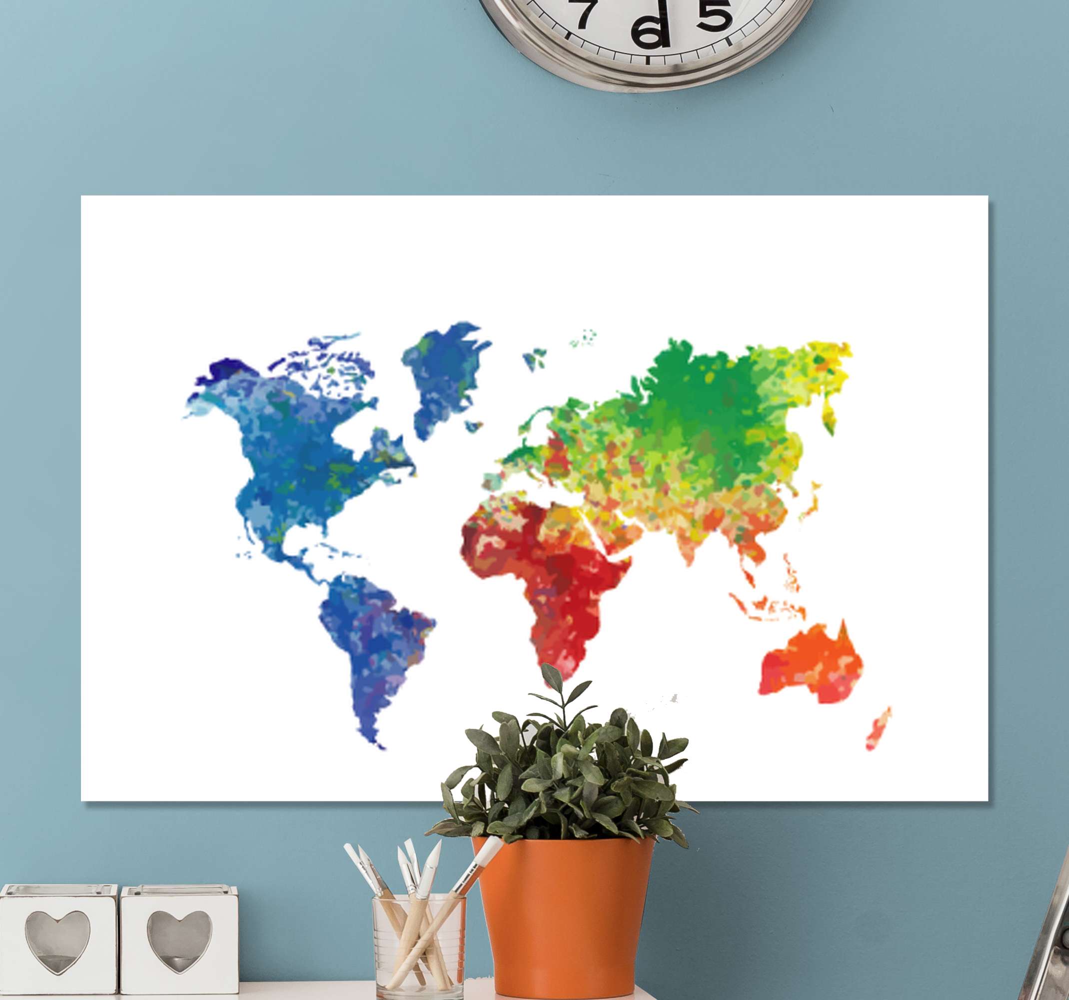 World Map Colour In Canvas Artistic World Map Canvas - Tenstickers
