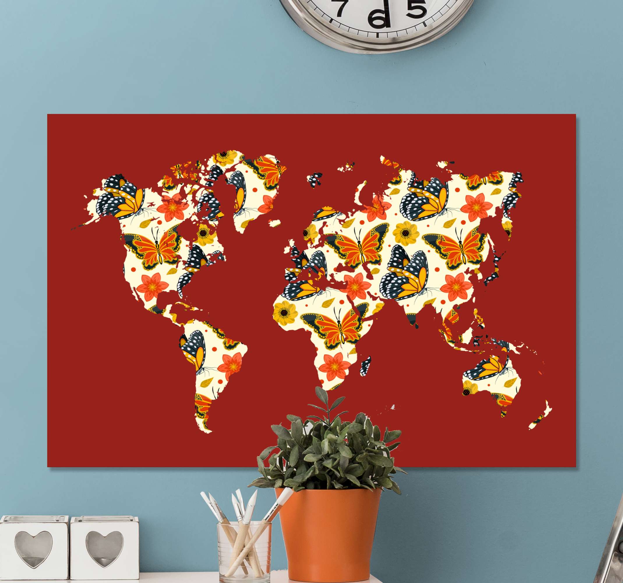 Quadro decorativo mapa mundi Mapa do mundo azul - TenStickers