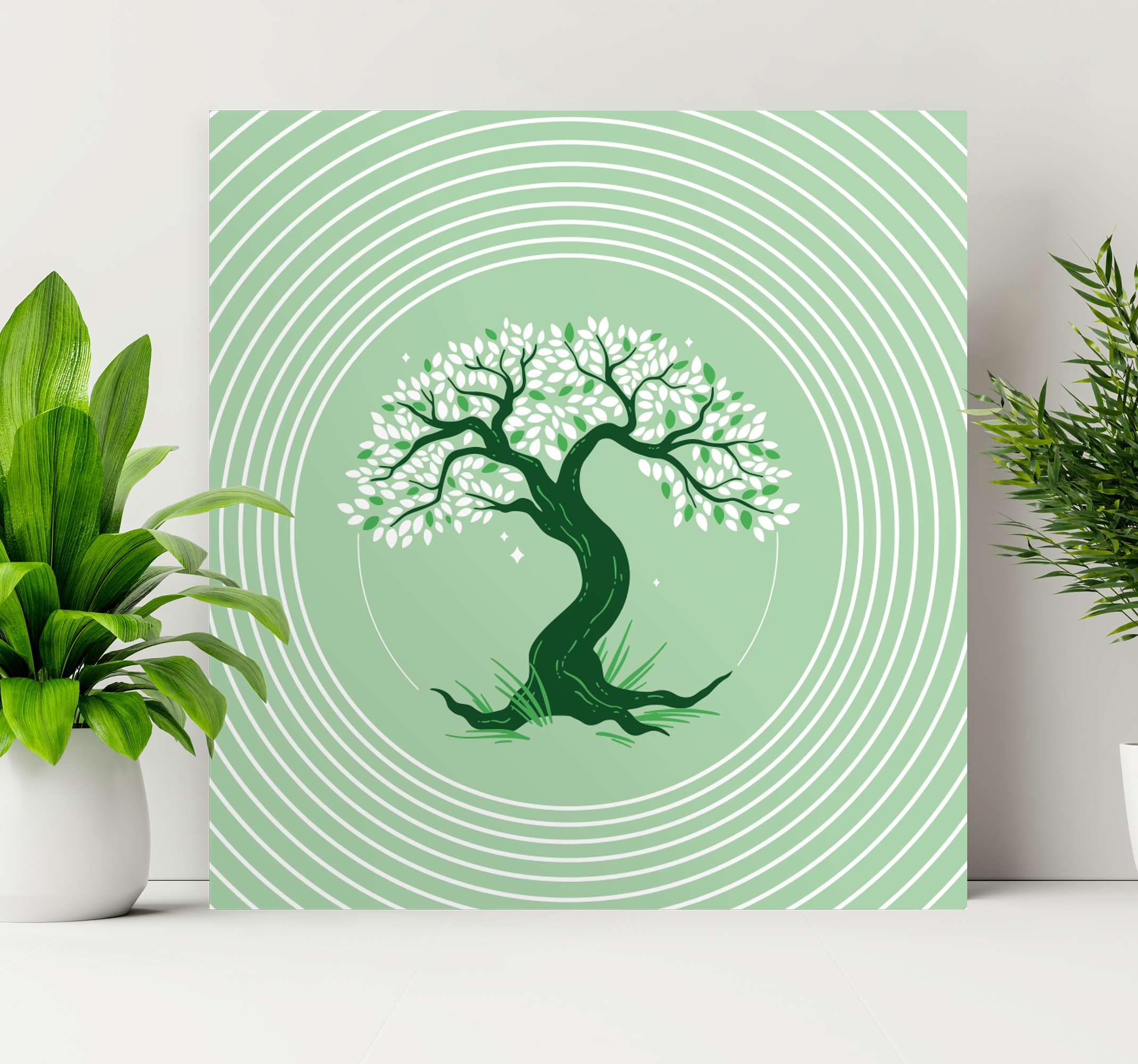 Big green hand drawn Tree canvas print TenStickers