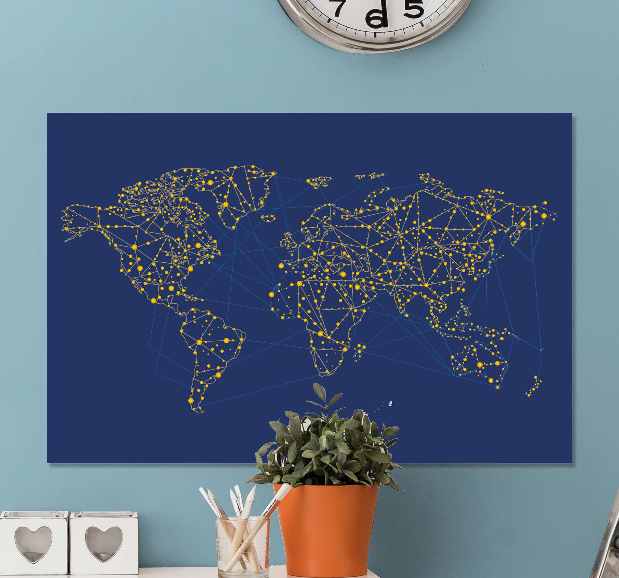 Helles Weltkarte punktmuster - Wandbild TenStickers