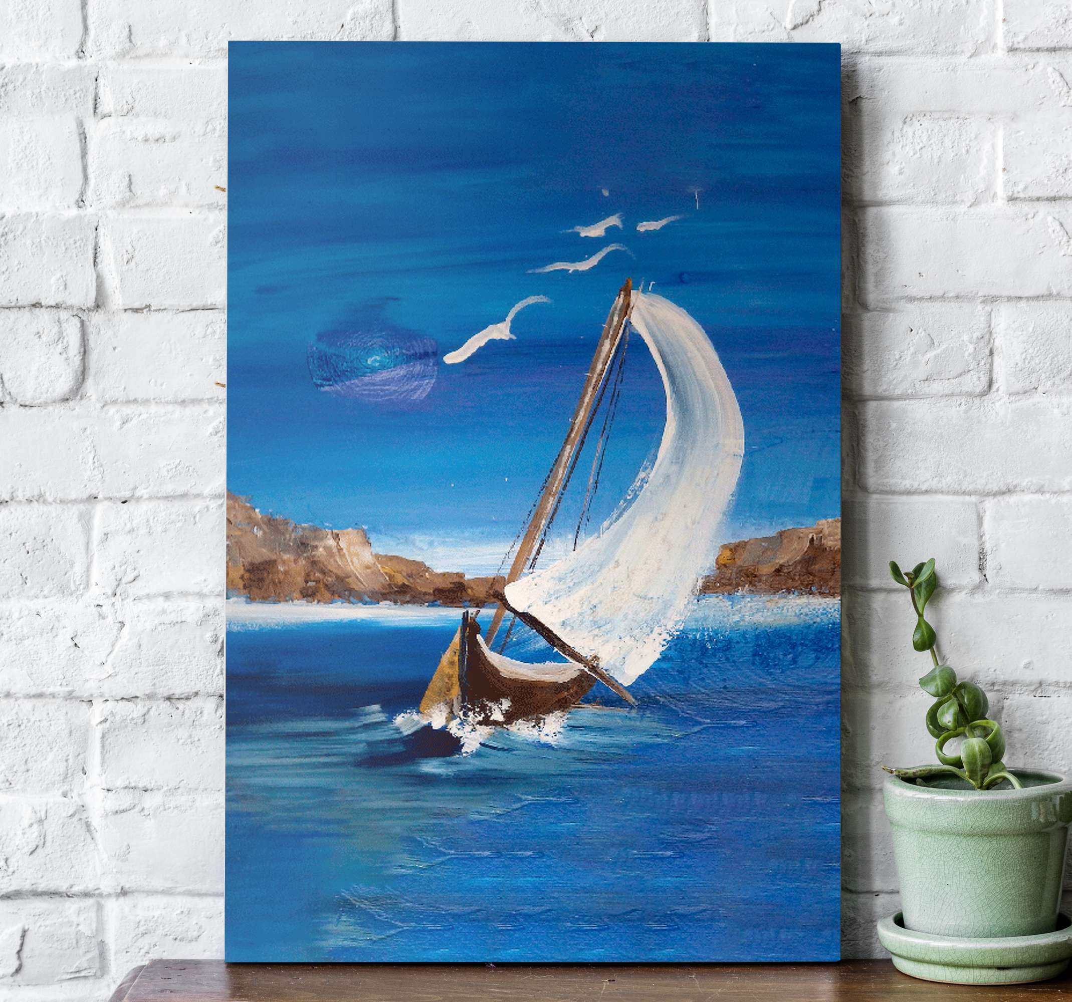Paint boat Nautical canvas wall art TenStickers