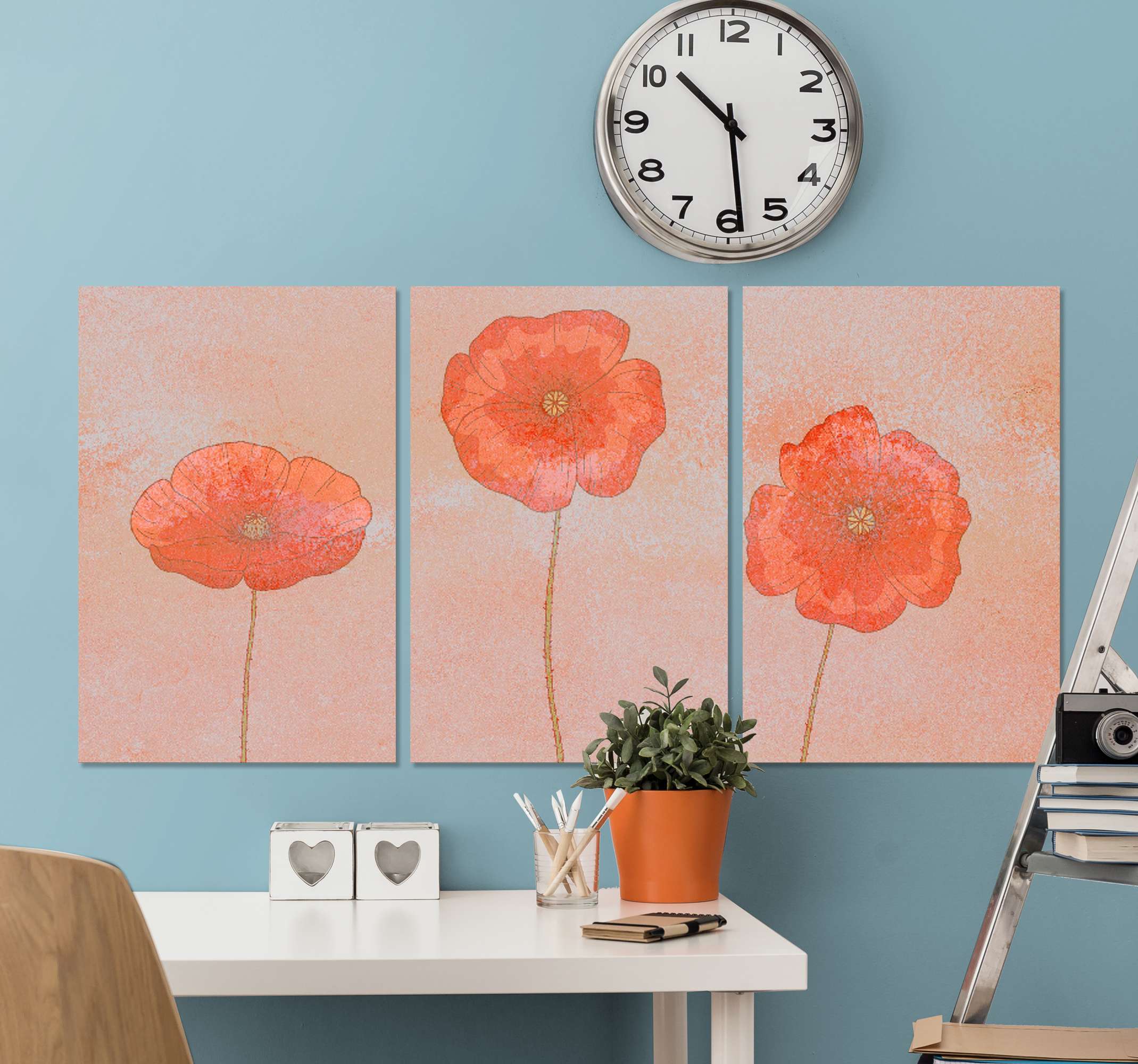 Wandbild Blume Lange stiele polnischer mohn TenStickers