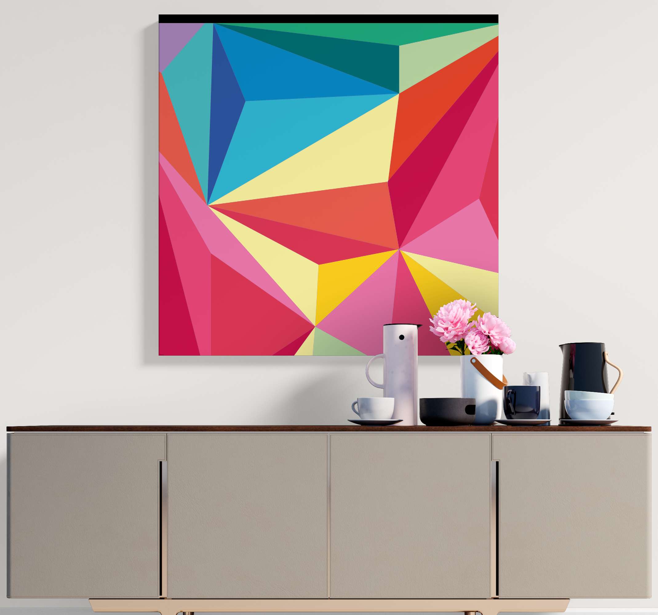 Multicolor geometric image geometric wall canvas
